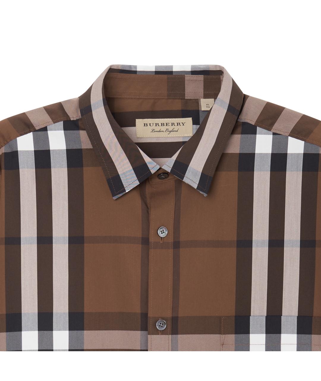 BURBERRY Коричневая хлопковая классическая рубашка, фото 5