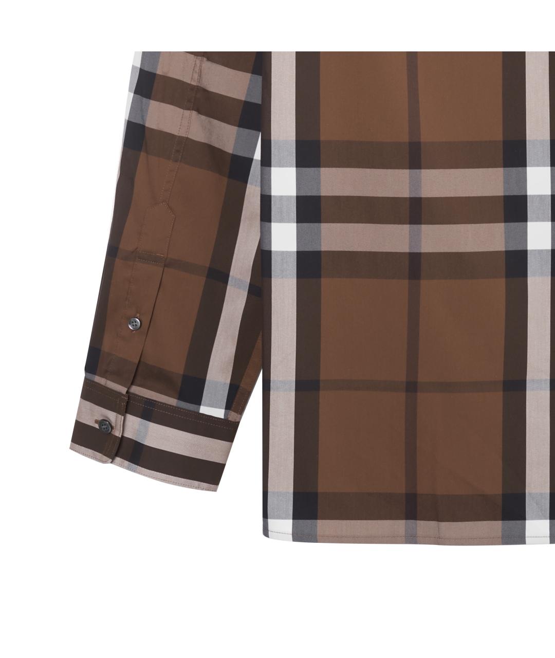 BURBERRY Коричневая хлопковая классическая рубашка, фото 3