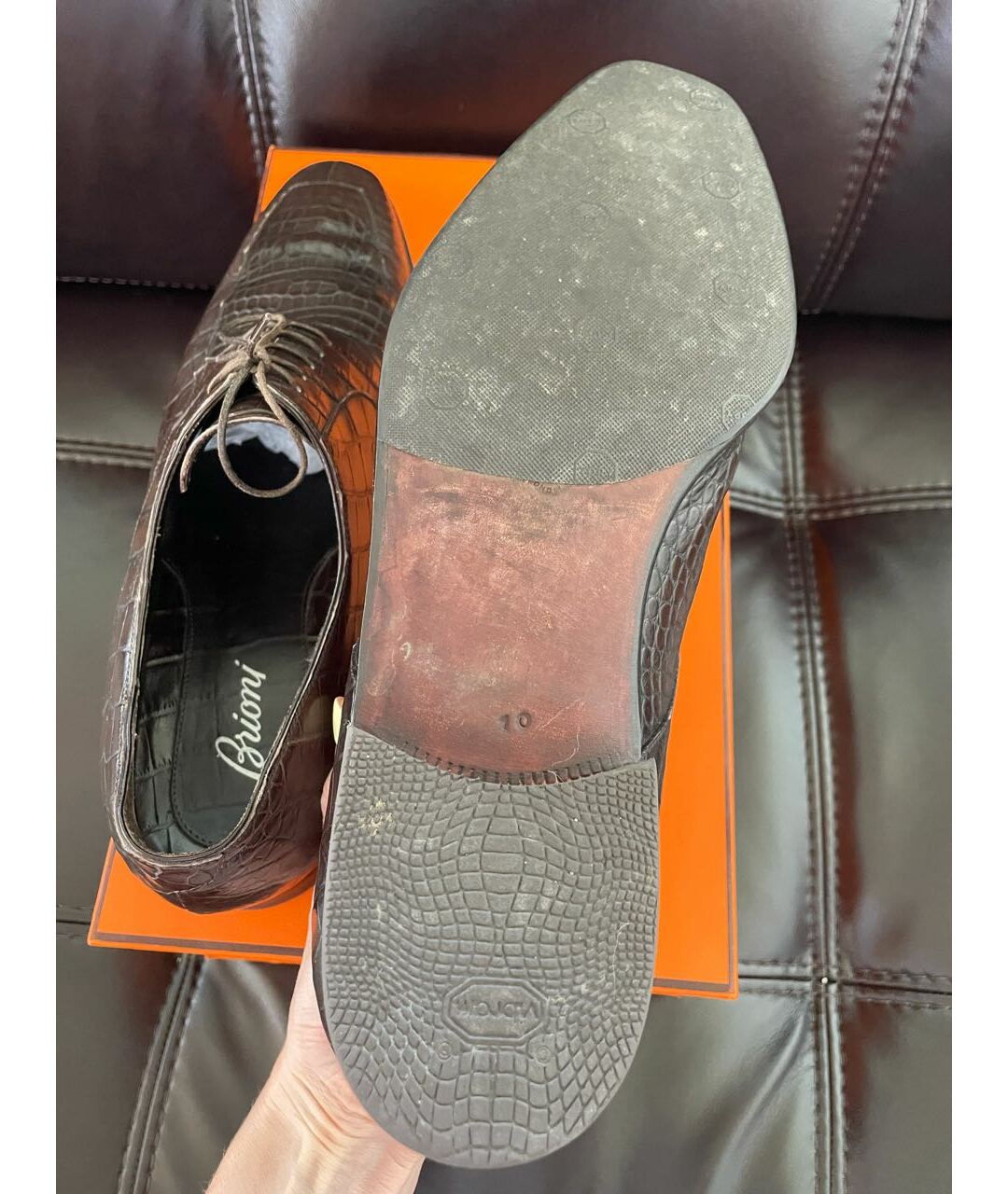 BRIONI Коричневые туфли из экзотической кожи, фото 5