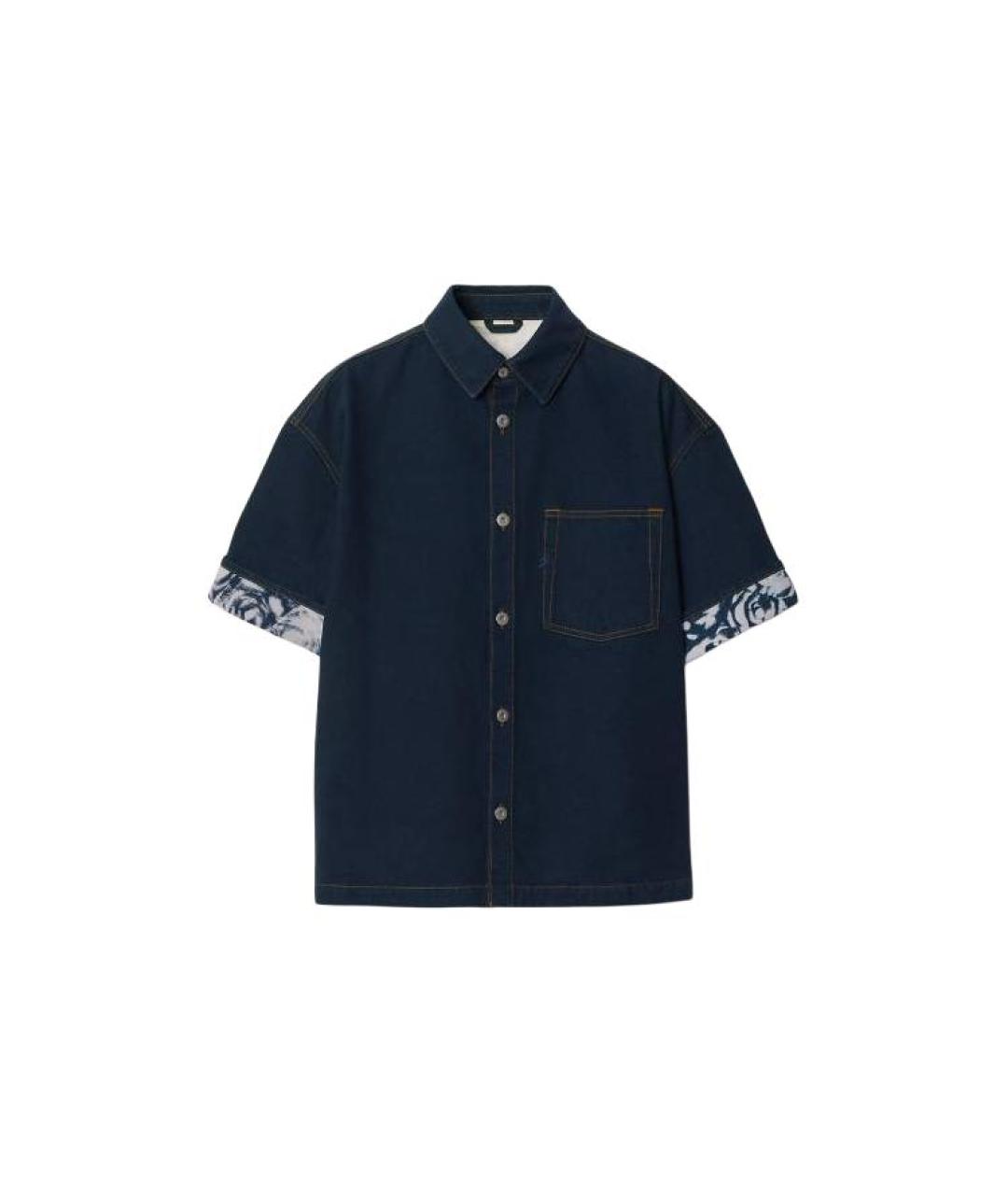 BURBERRY Темно-синяя хлопковая кэжуал рубашка, фото 6