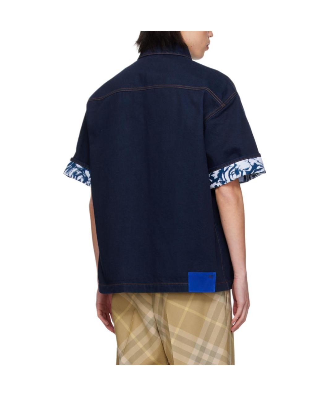BURBERRY Темно-синяя хлопковая кэжуал рубашка, фото 4
