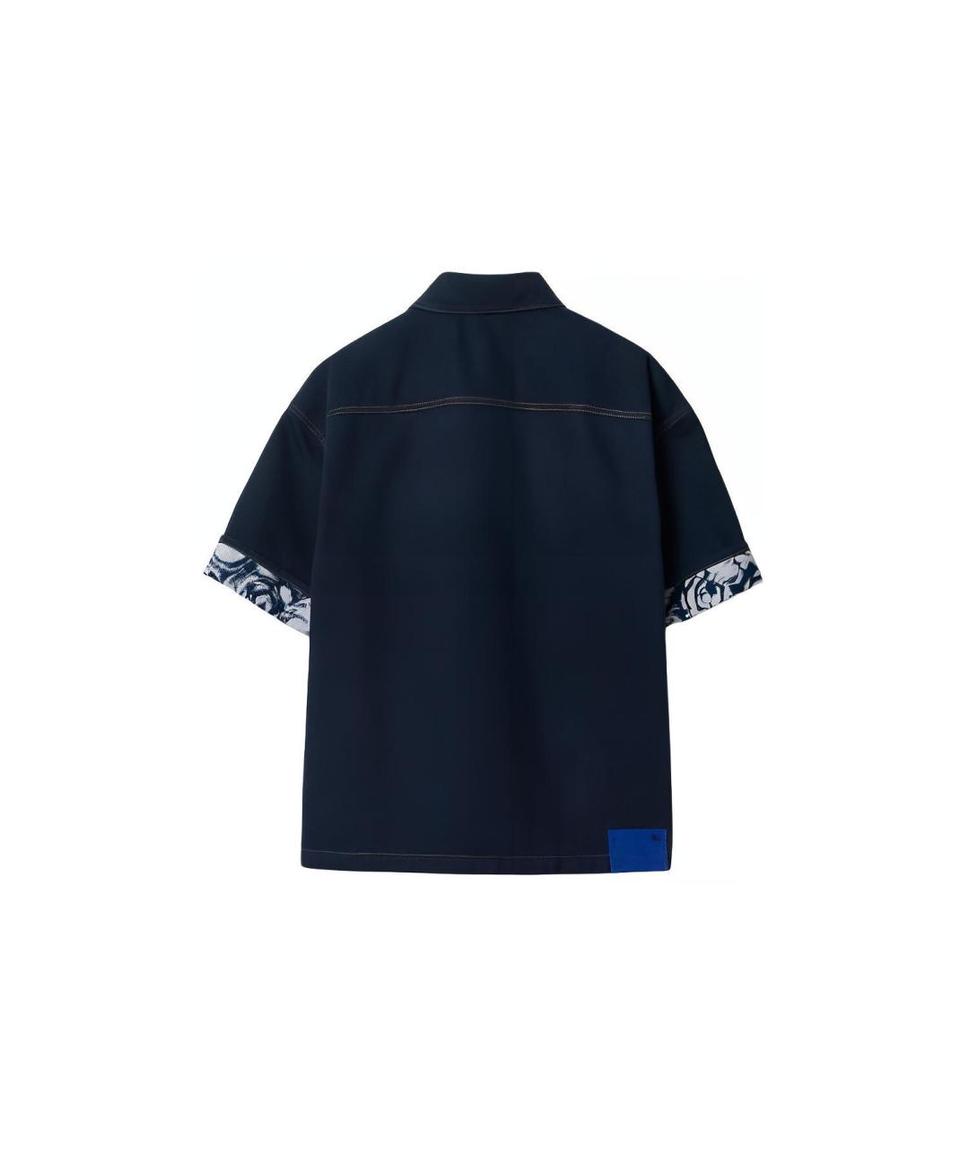 BURBERRY Темно-синяя хлопковая кэжуал рубашка, фото 2