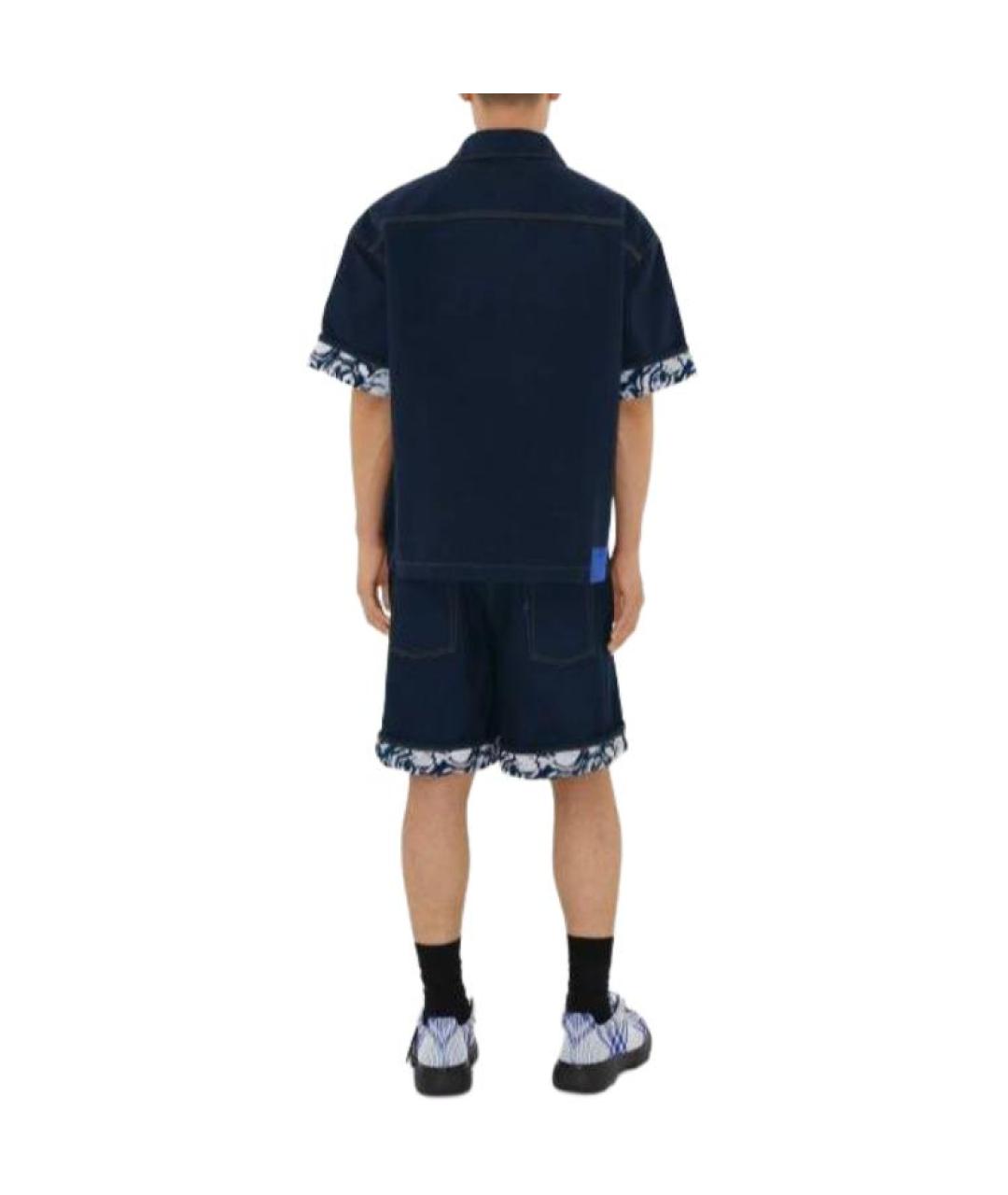 BURBERRY Темно-синяя хлопковая кэжуал рубашка, фото 5