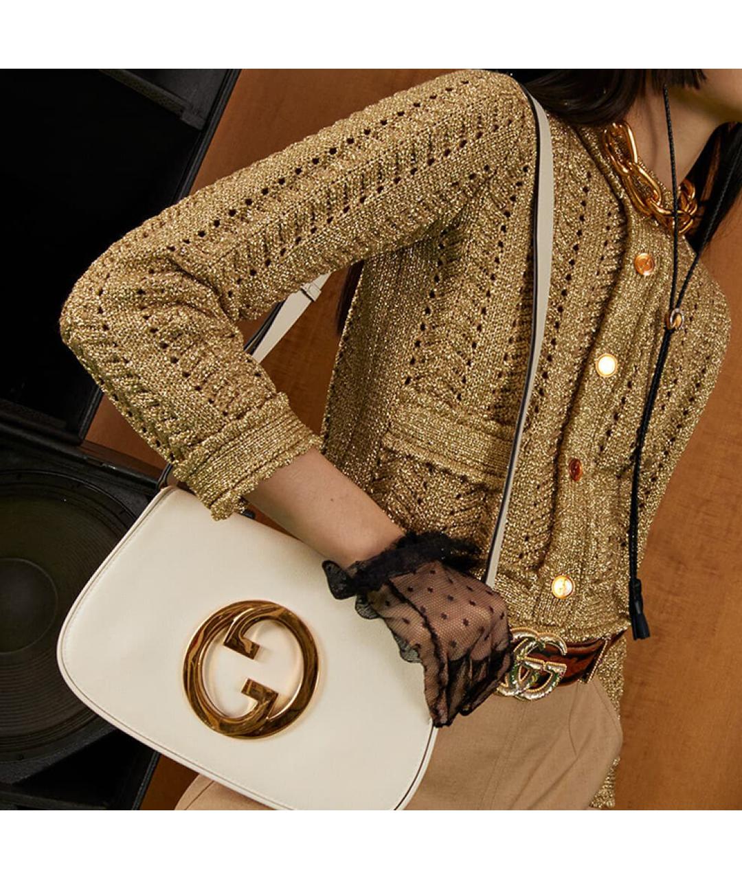 GUCCI Белая кожаная сумка через плечо, фото 8