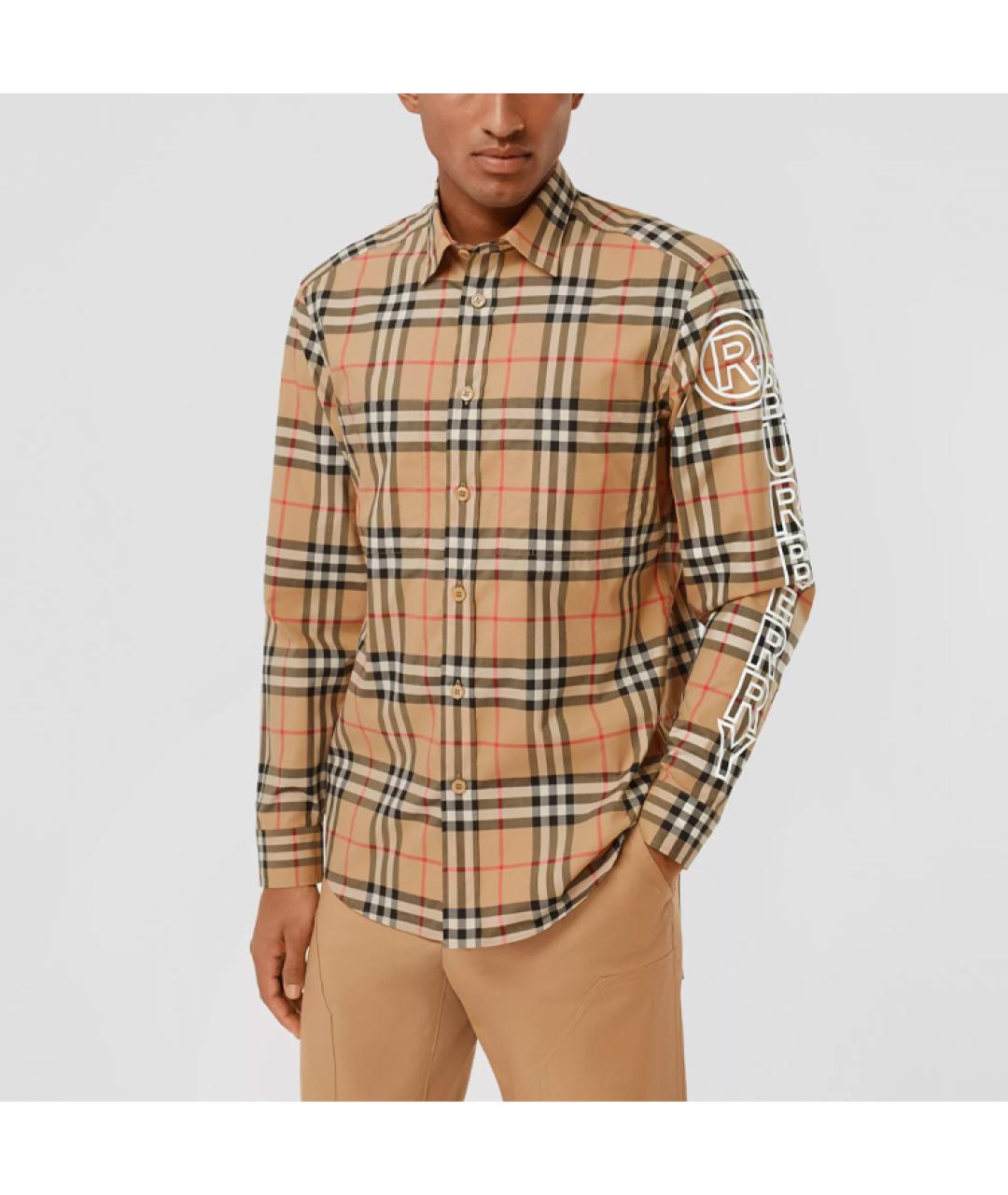 BURBERRY Бежевая хлопковая кэжуал рубашка, фото 2