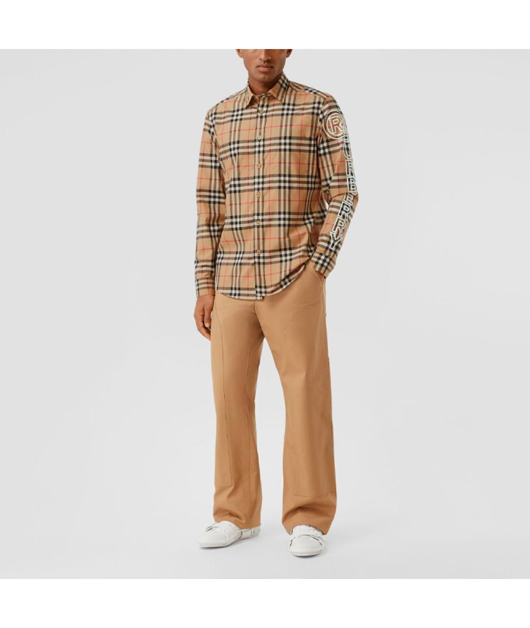 BURBERRY Бежевая хлопковая кэжуал рубашка, фото 5
