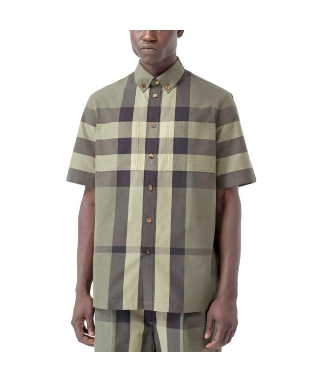 BURBERRY Зеленая хлопковая кэжуал рубашка, фото 4