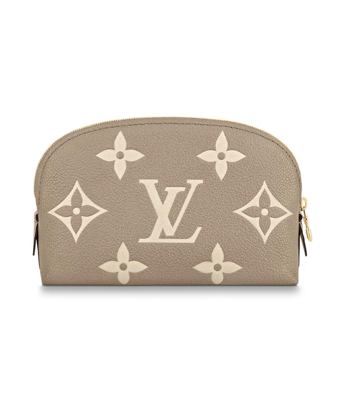 LOUIS VUITTON Бежевая кожаная косметичка, фото 4