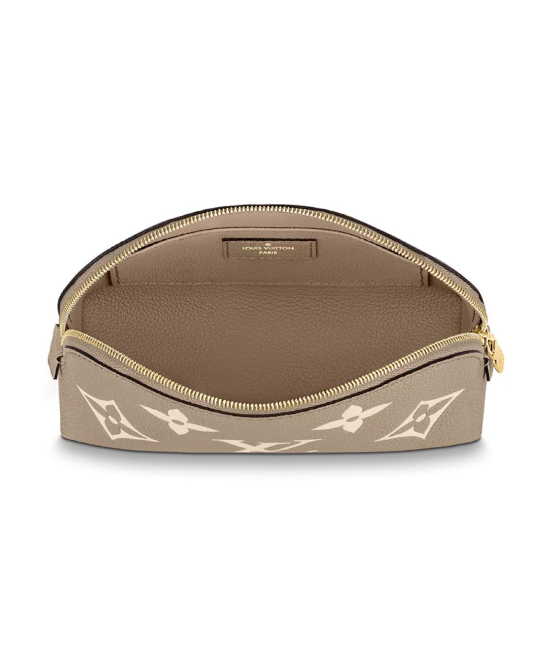 LOUIS VUITTON Бежевая кожаная косметичка, фото 3