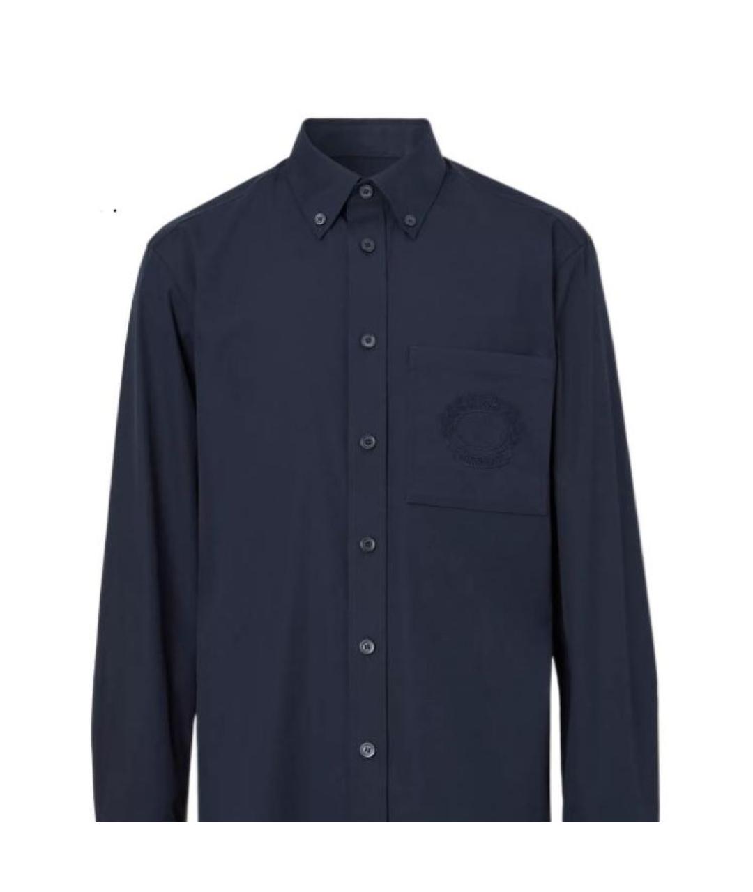 BURBERRY Темно-синяя хлопковая классическая рубашка, фото 5