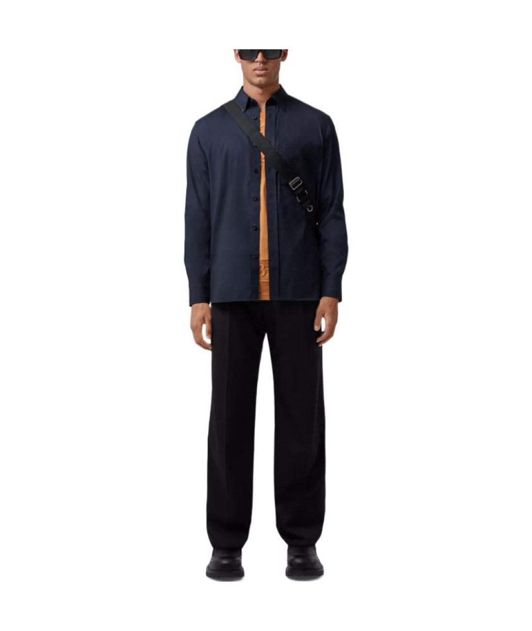 BURBERRY Темно-синяя хлопковая классическая рубашка, фото 2