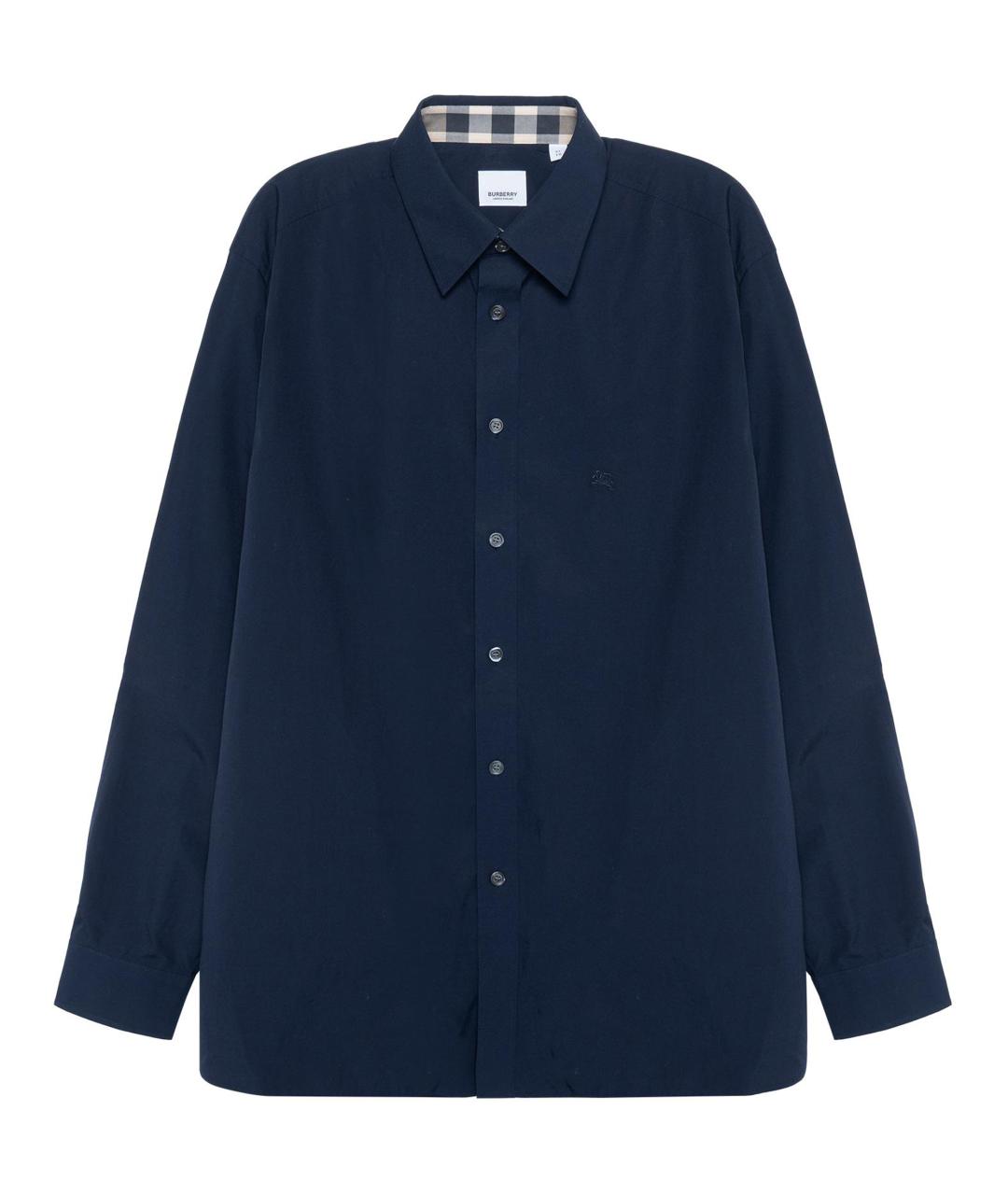 BURBERRY Темно-синяя хлопковая классическая рубашка, фото 1