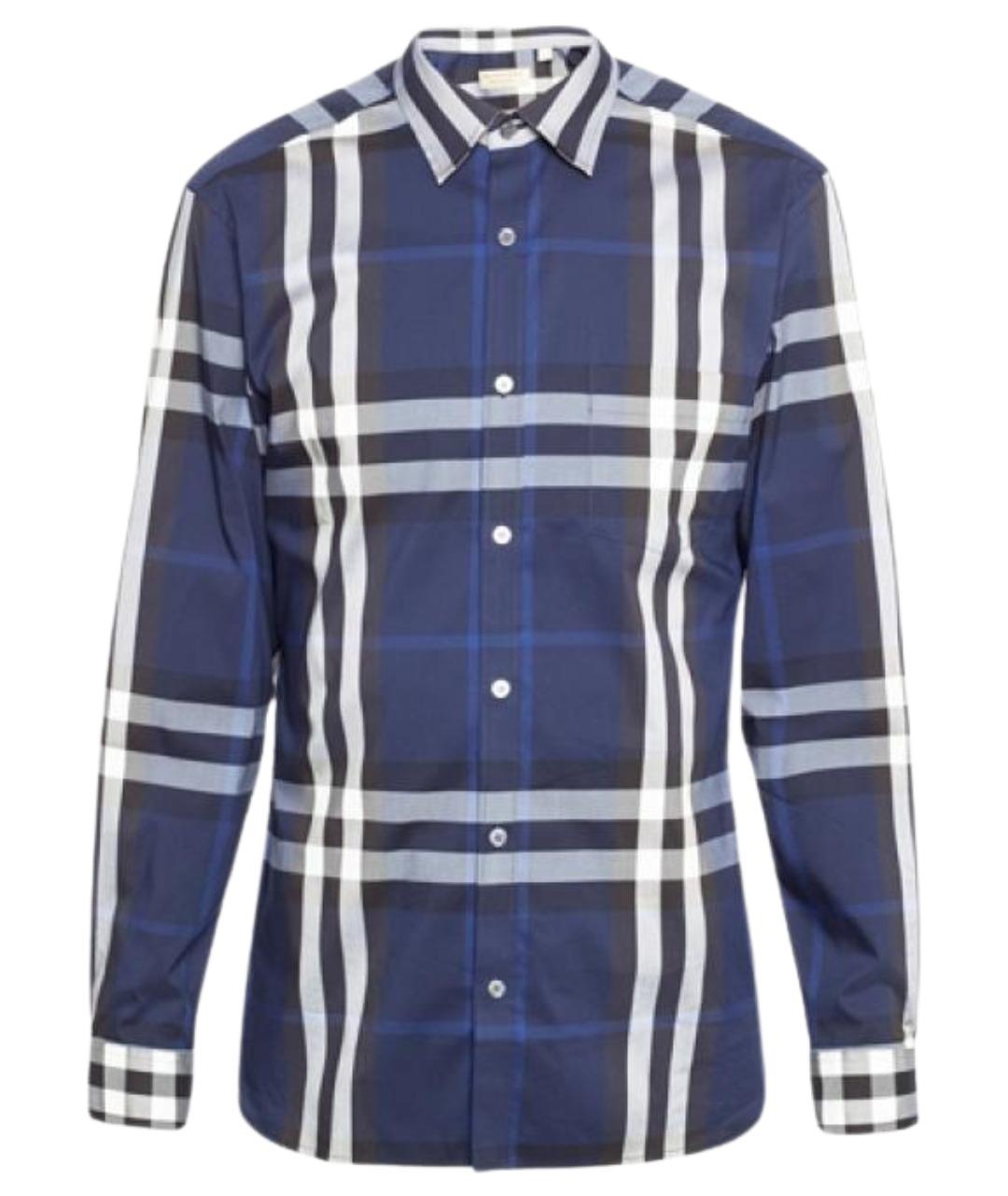 BURBERRY Темно-синяя хлопковая классическая рубашка, фото 1