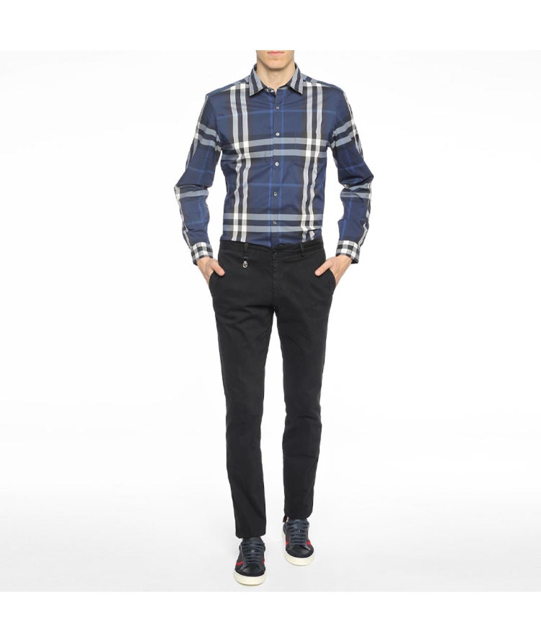 BURBERRY Темно-синяя хлопковая классическая рубашка, фото 3
