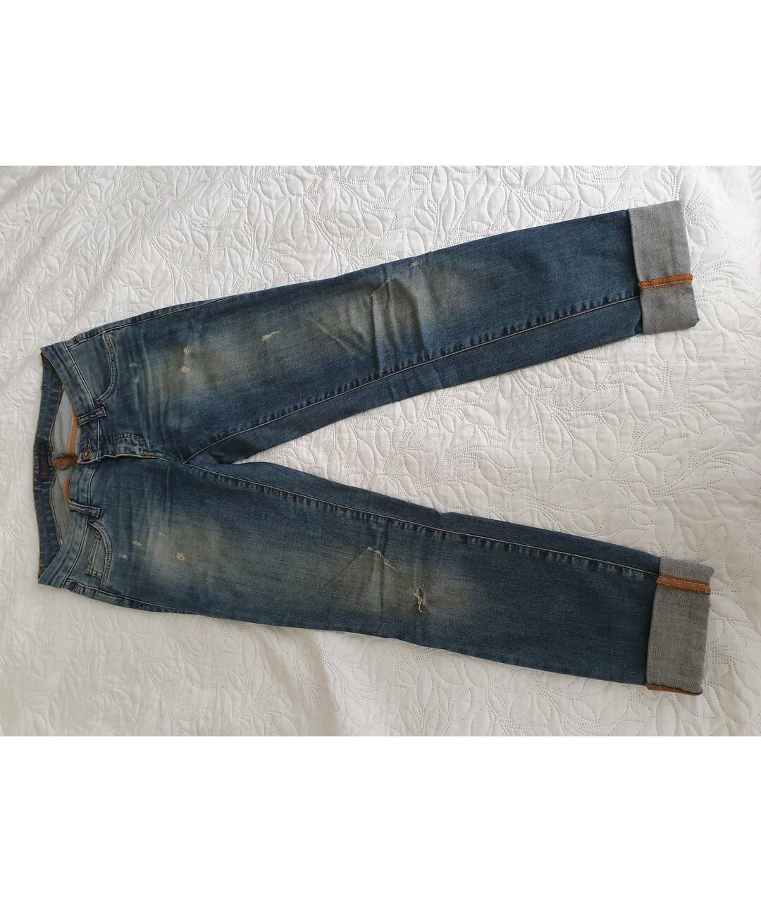 TRUSSARDI JEANS Синие хлопко-эластановые джинсы слим, фото 8