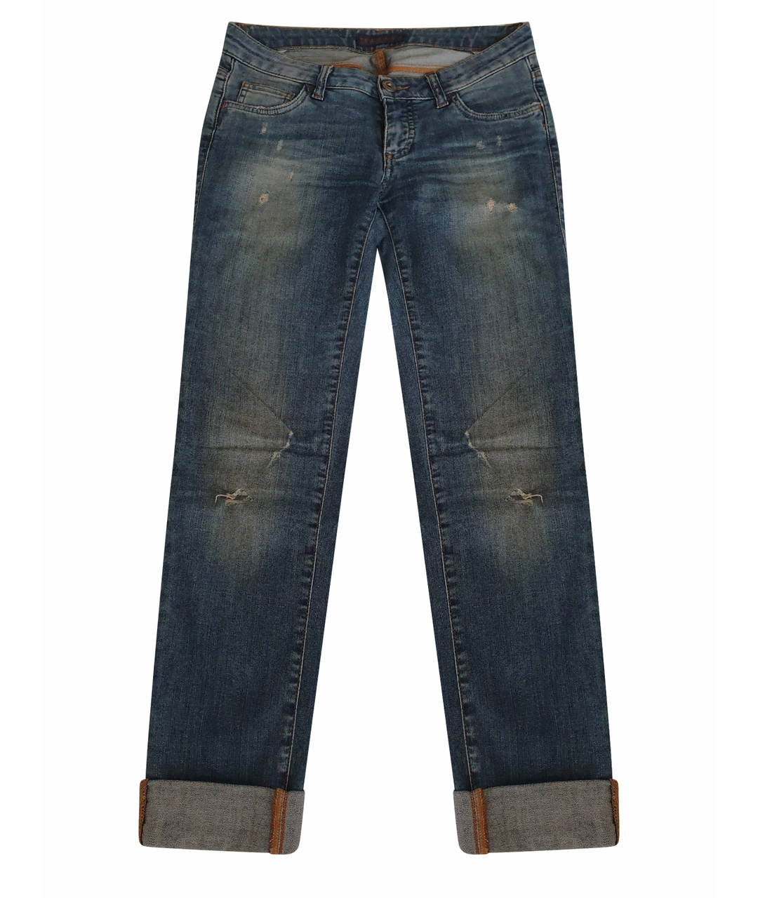 TRUSSARDI JEANS Синие хлопко-эластановые джинсы слим, фото 1