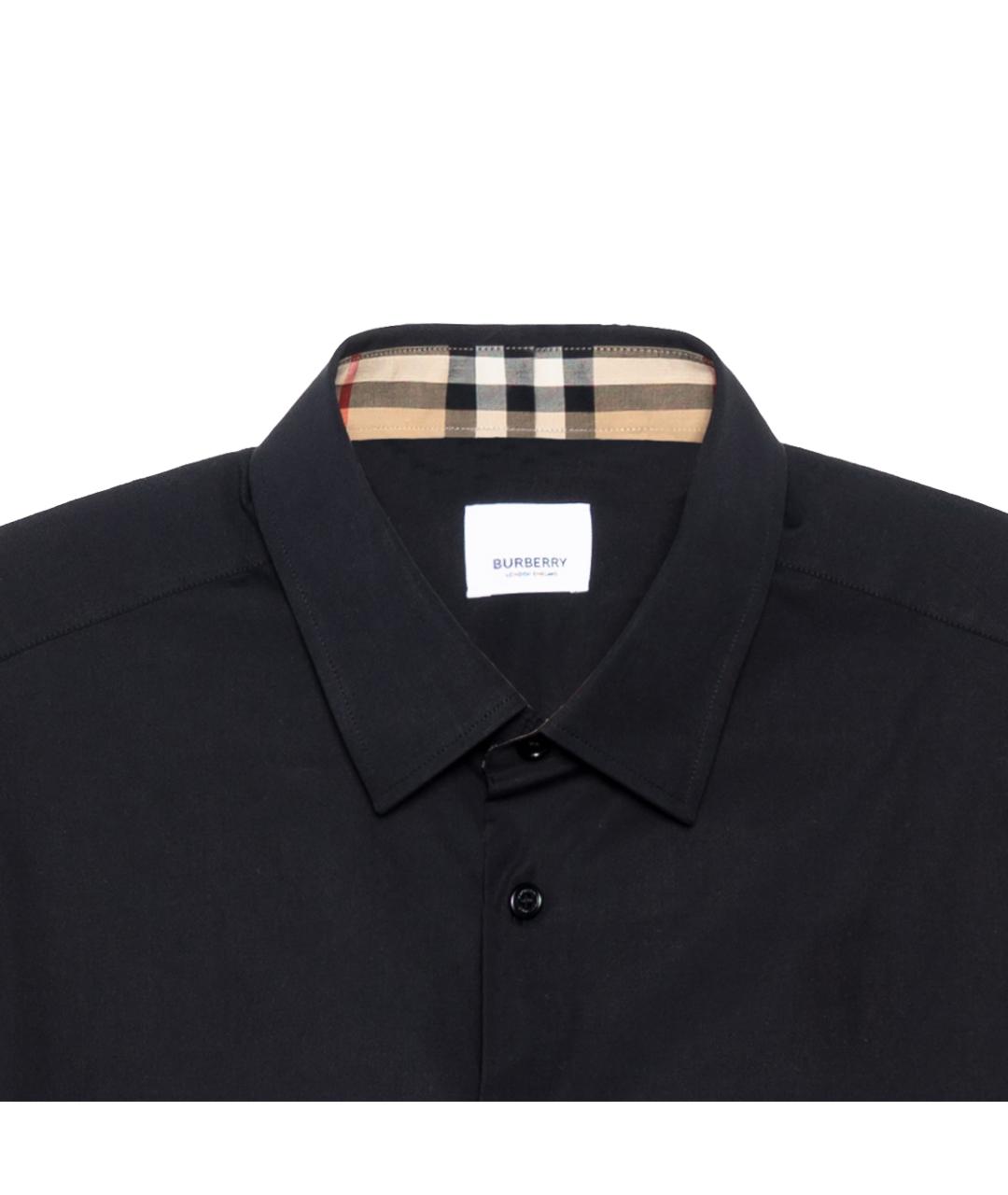 BURBERRY Черная хлопковая классическая рубашка, фото 5