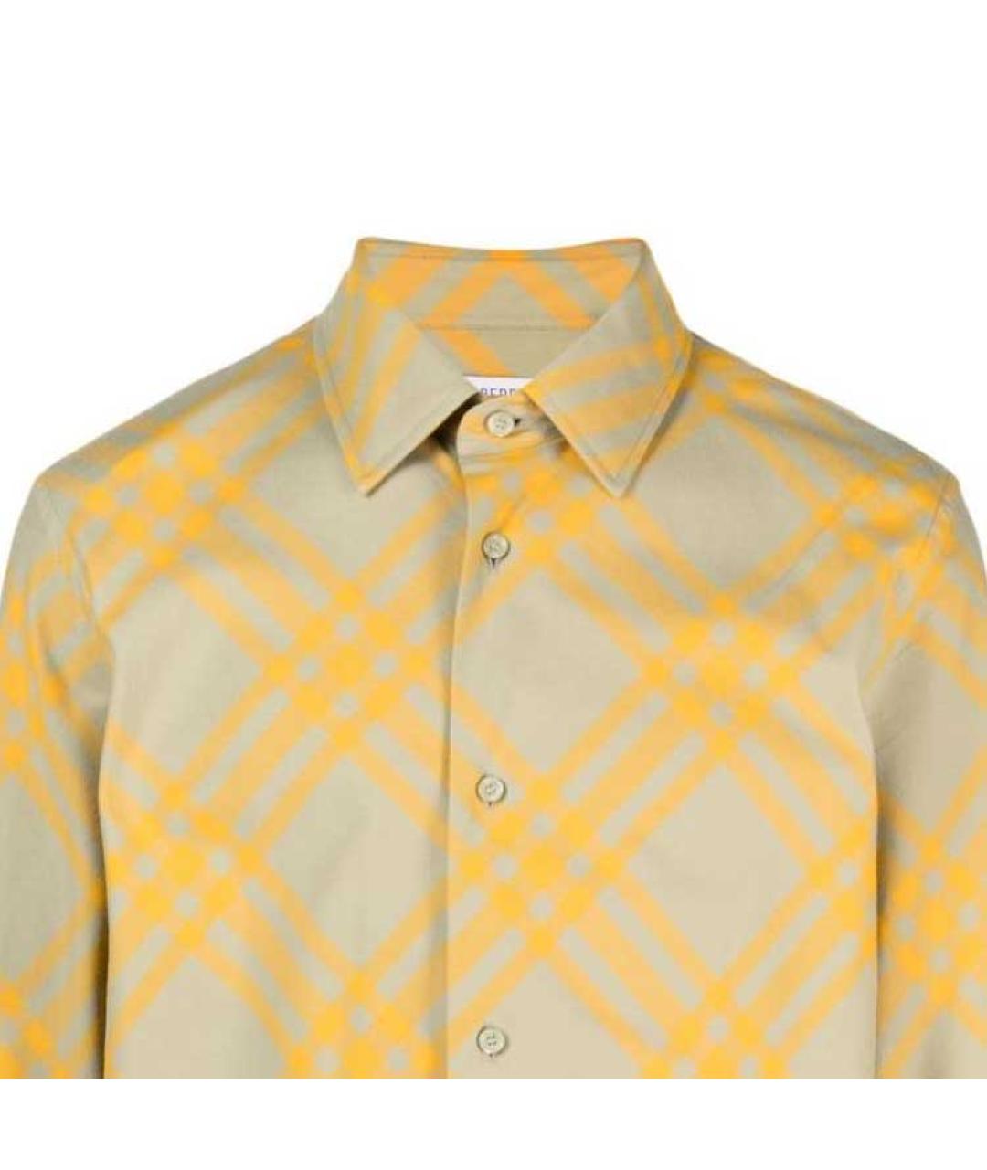 BURBERRY Желтая хлопковая кэжуал рубашка, фото 5