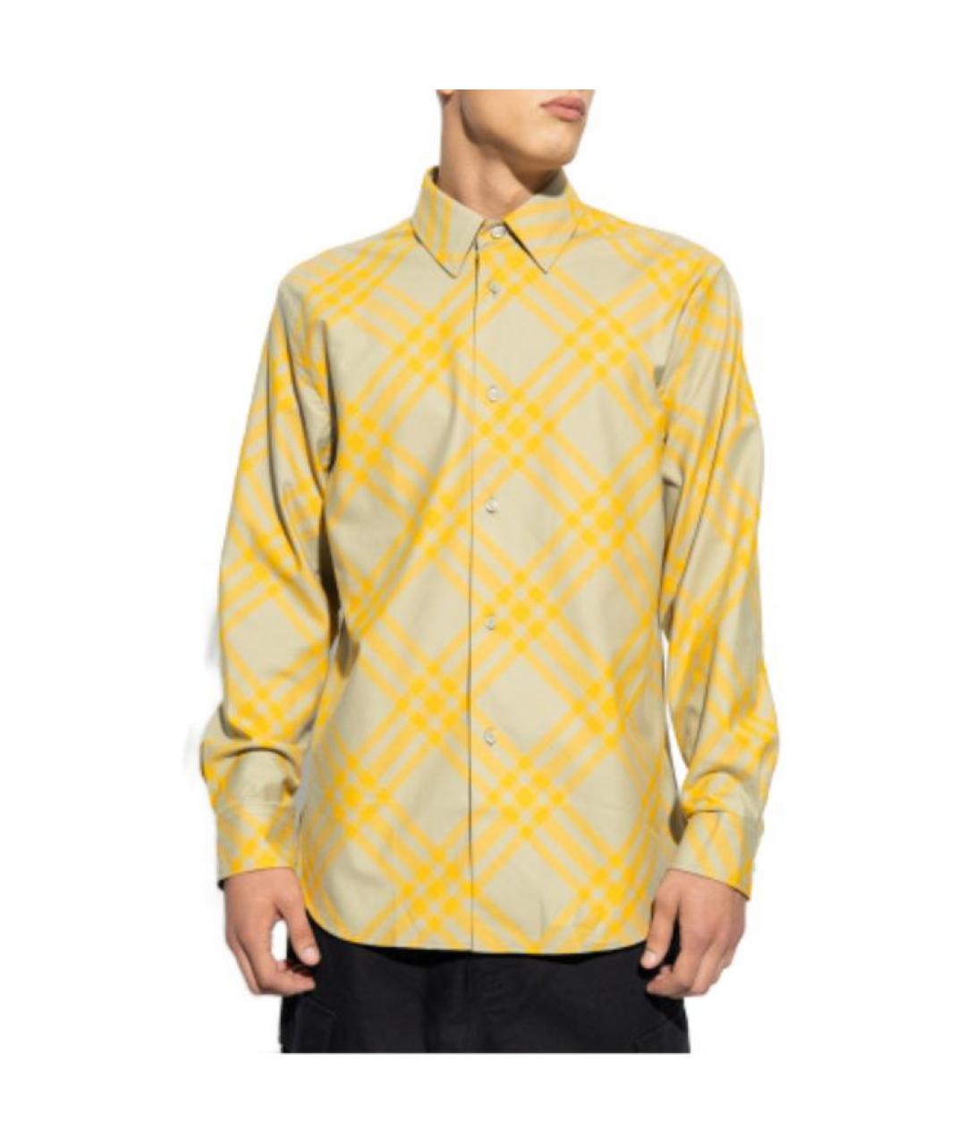BURBERRY Желтая хлопковая кэжуал рубашка, фото 2