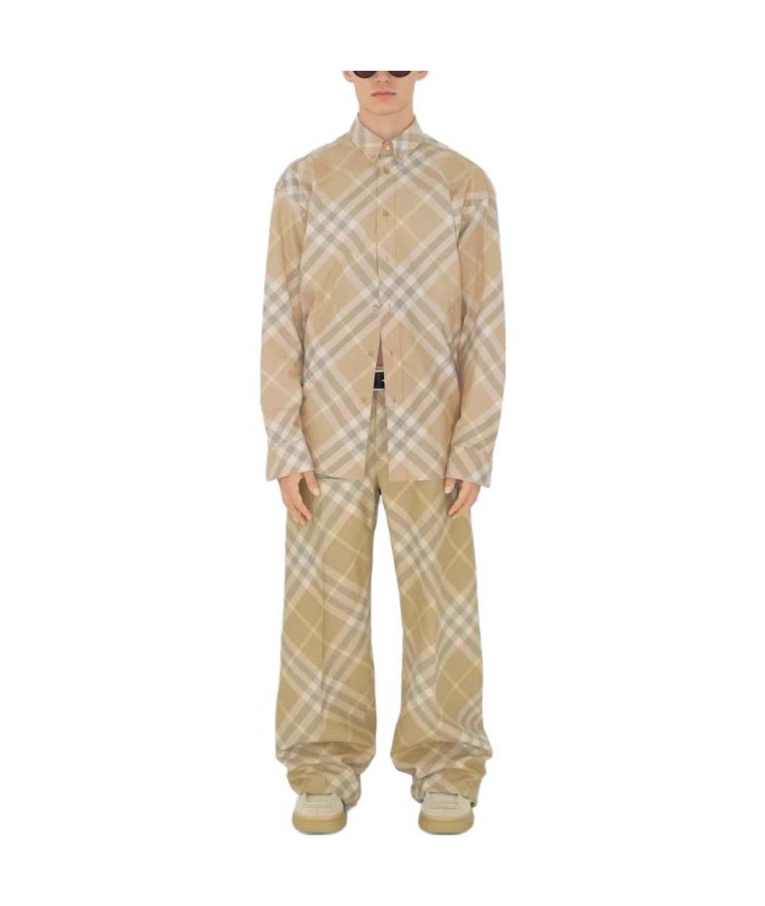 BURBERRY Бежевая хлопковая кэжуал рубашка, фото 3