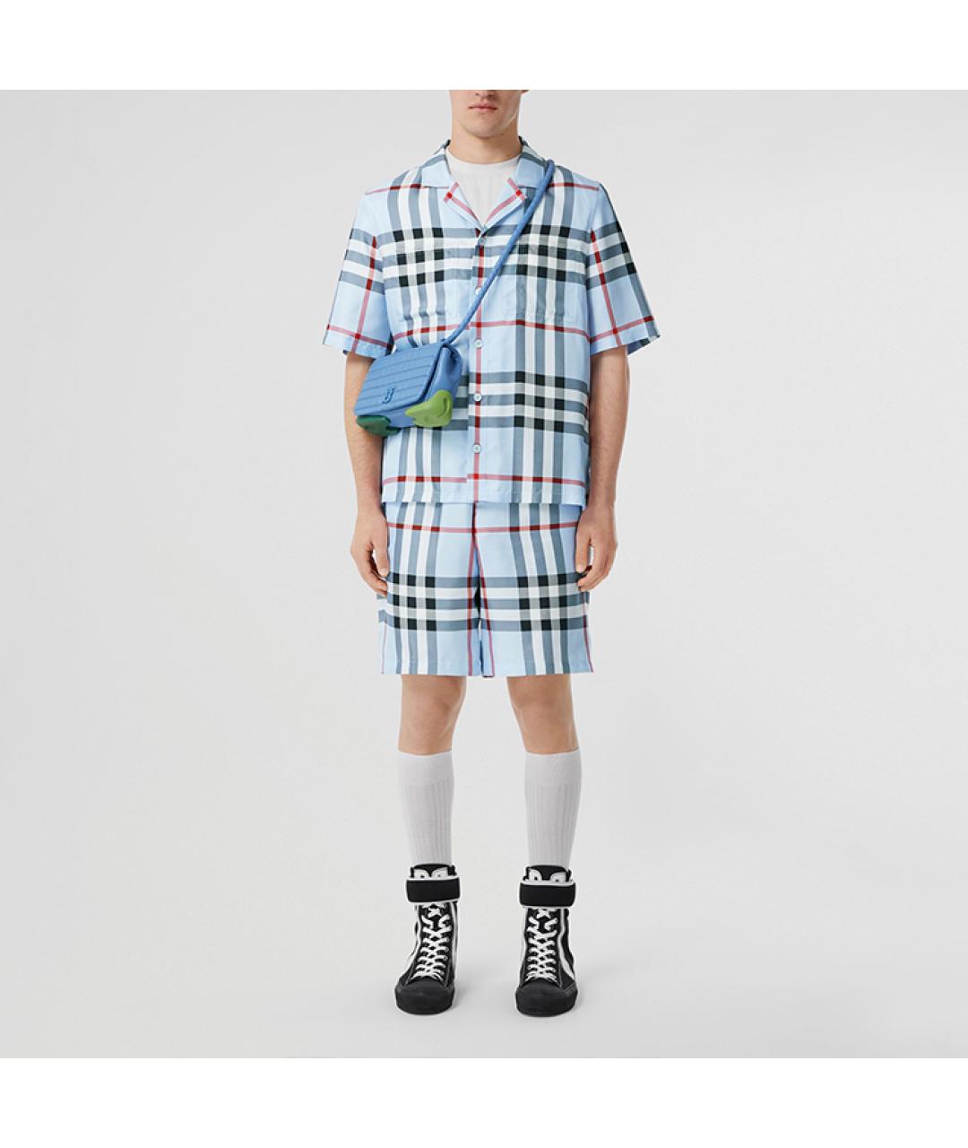 BURBERRY Голубая хлопковая кэжуал рубашка, фото 3