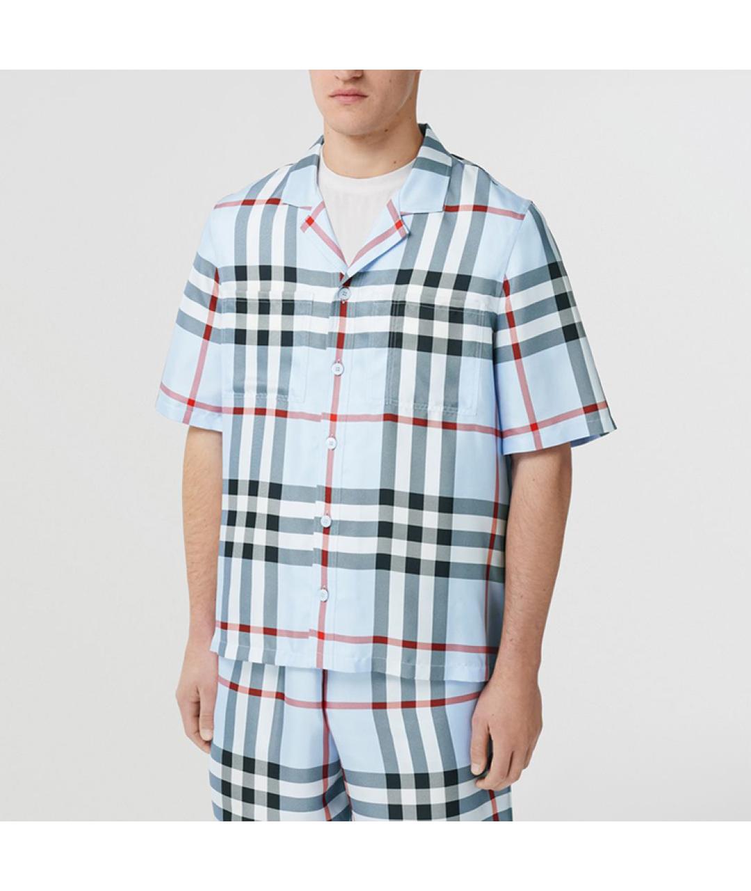BURBERRY Голубая хлопковая кэжуал рубашка, фото 5