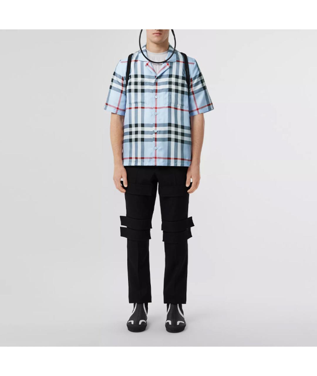 BURBERRY Голубая хлопковая кэжуал рубашка, фото 2