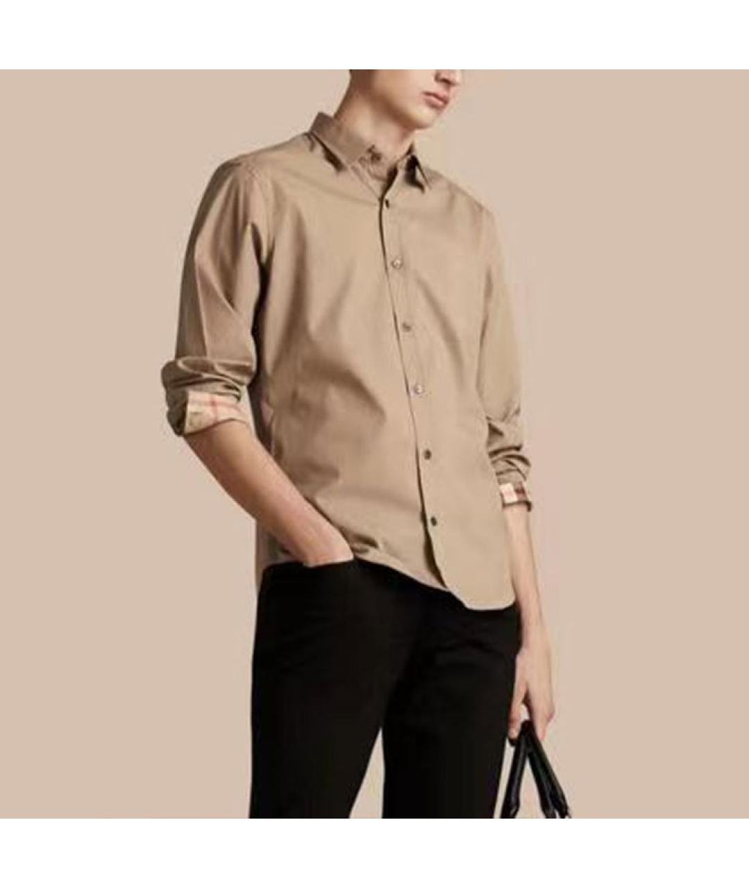 BURBERRY Бежевая хлопковая кэжуал рубашка, фото 3
