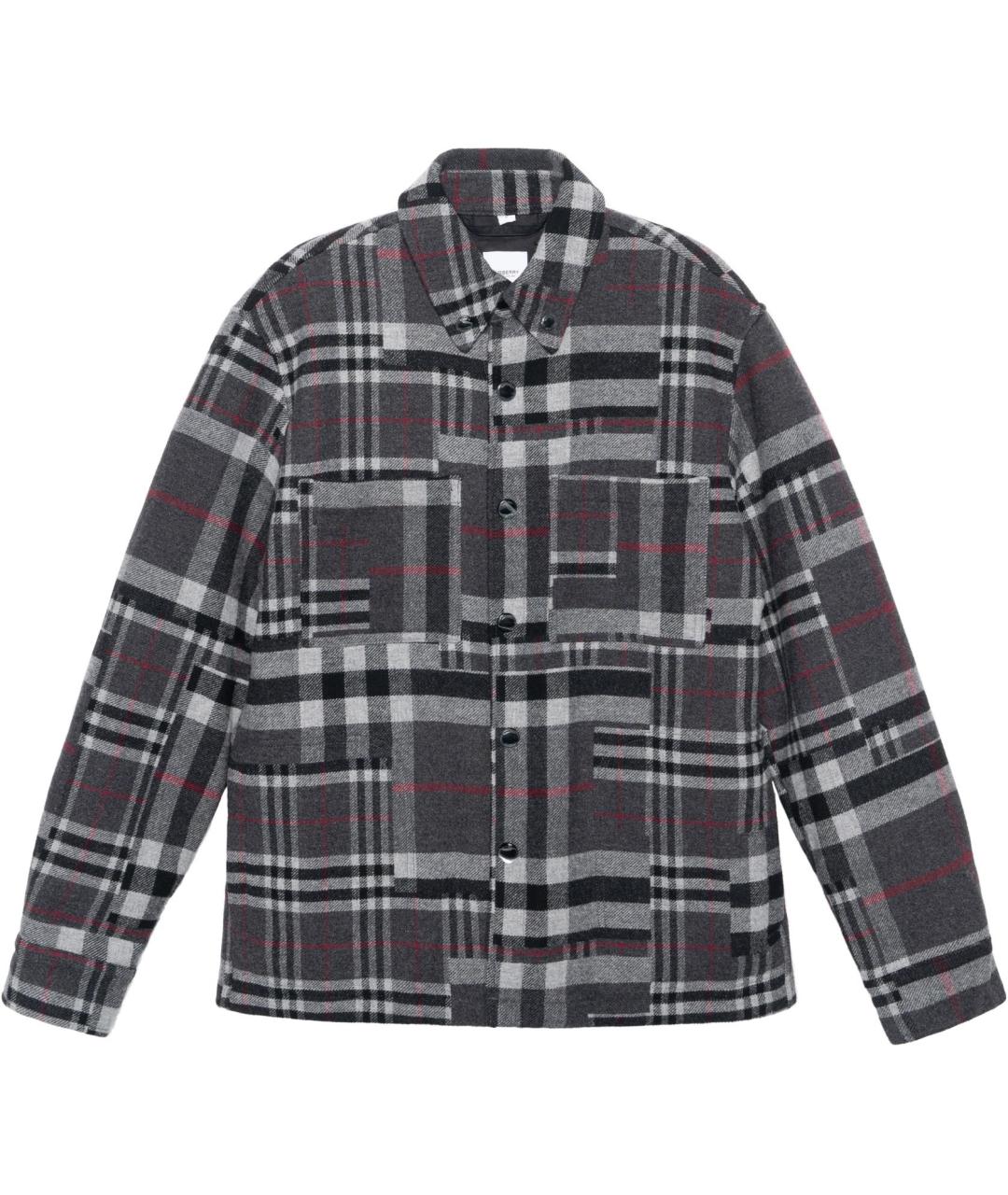 BURBERRY Серая шерстяная кэжуал рубашка, фото 1