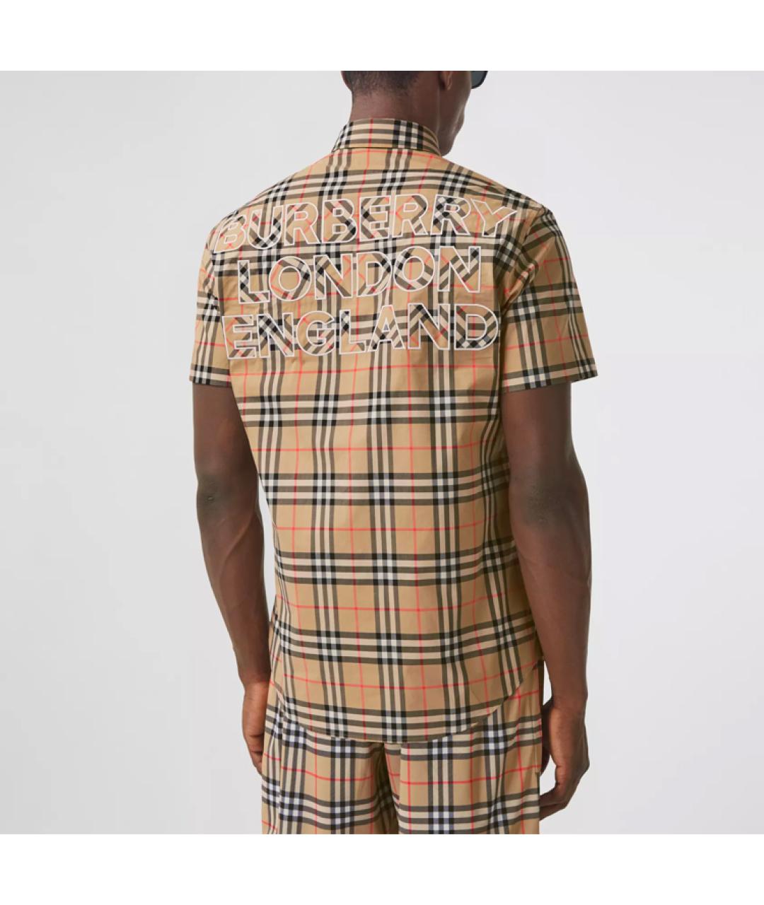 BURBERRY Бежевая хлопковая кэжуал рубашка, фото 5