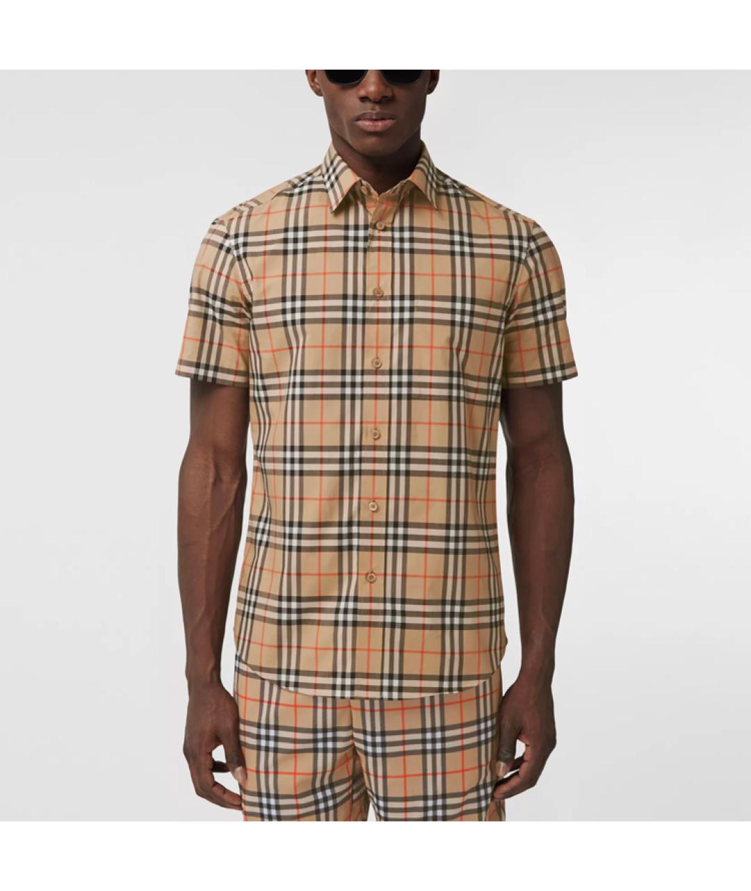 BURBERRY Бежевая хлопковая кэжуал рубашка, фото 4