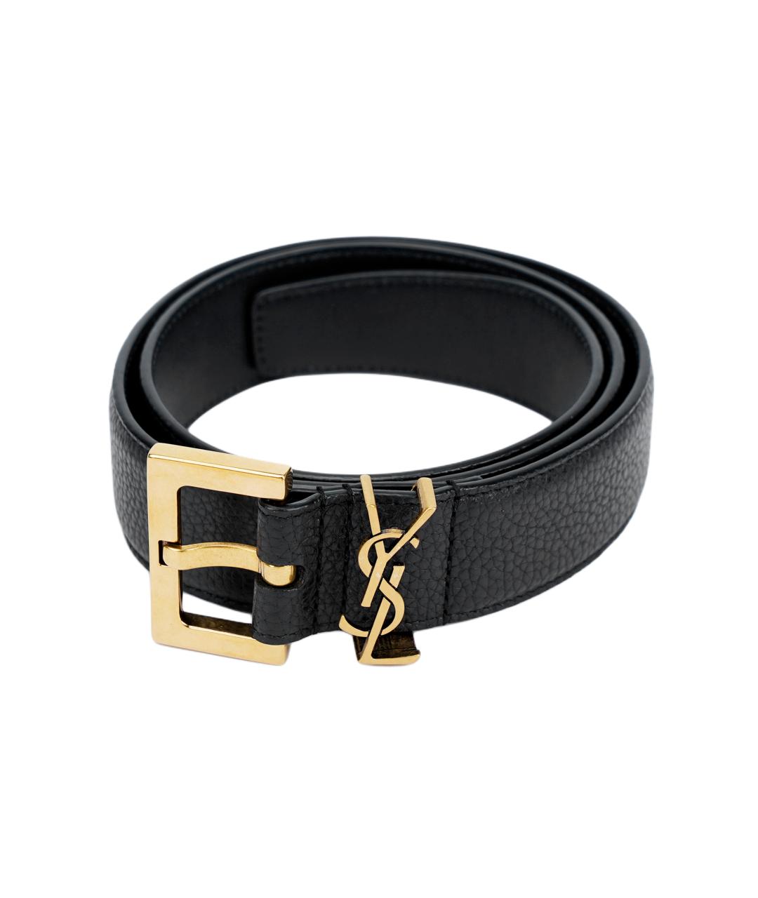 SAINT LAURENT Черный кожаный ремень, фото 2