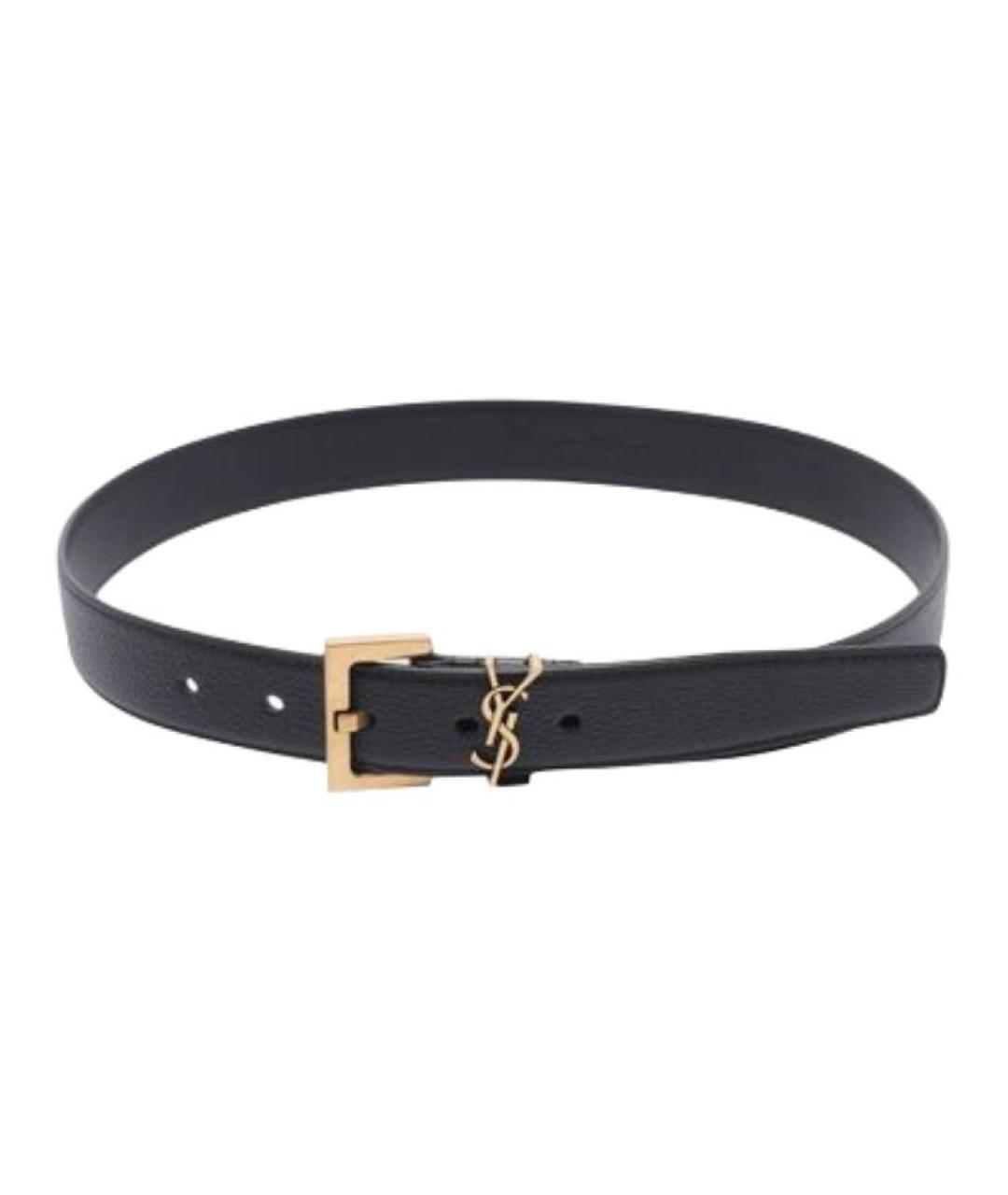 SAINT LAURENT Черный кожаный ремень, фото 4