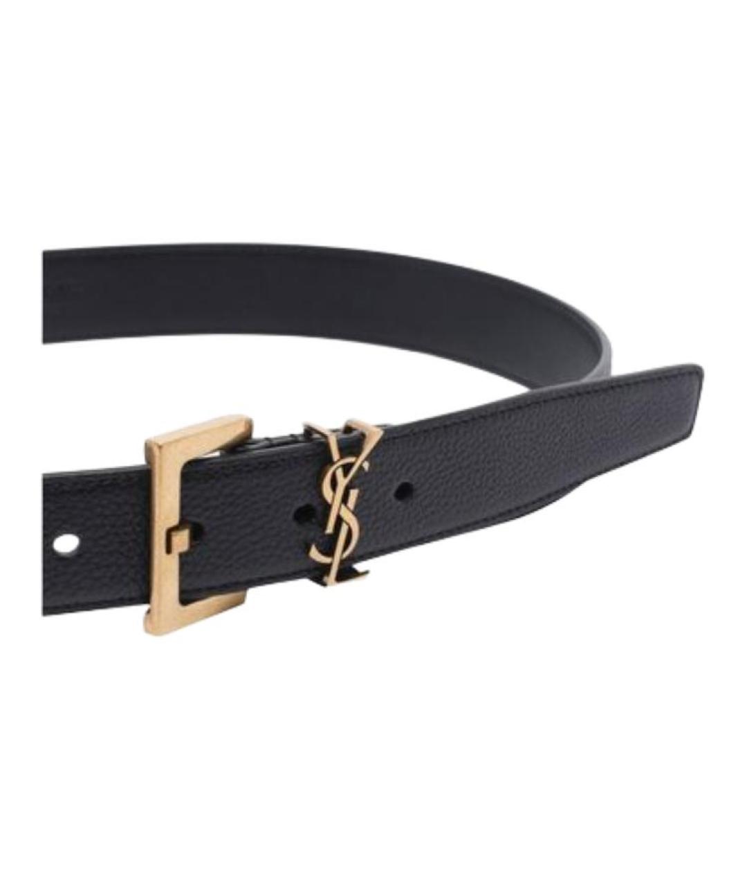 SAINT LAURENT Черный кожаный ремень, фото 5