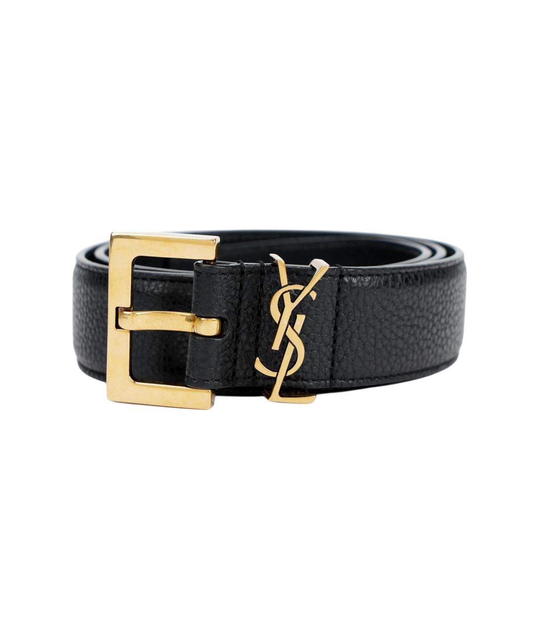 SAINT LAURENT Черный кожаный ремень, фото 1