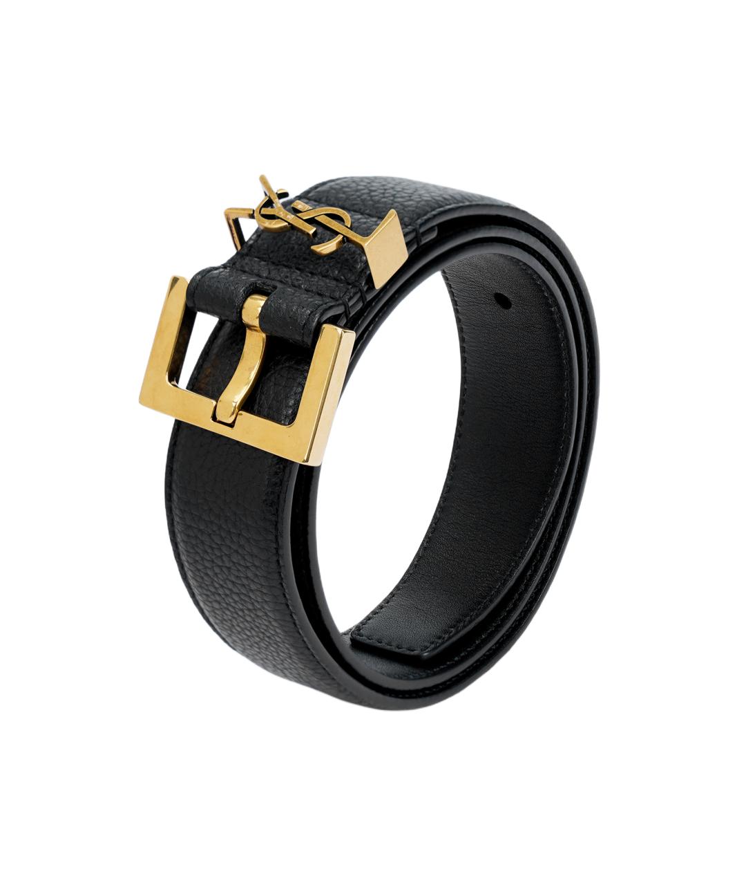 SAINT LAURENT Черный кожаный ремень, фото 3