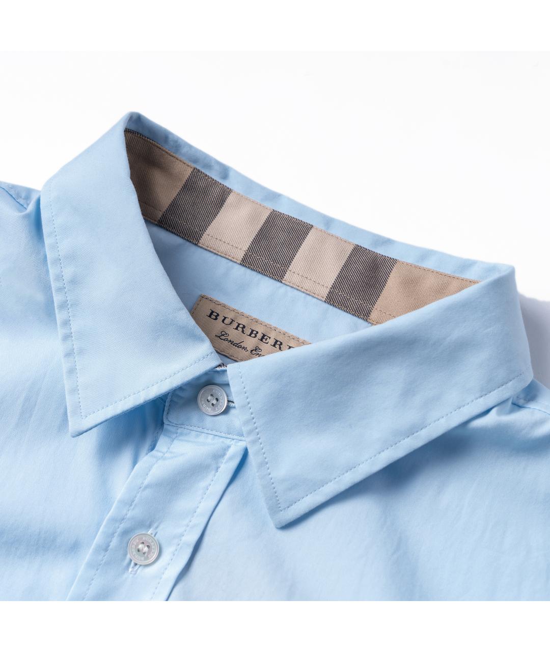 BURBERRY Голубая хлопковая классическая рубашка, фото 4