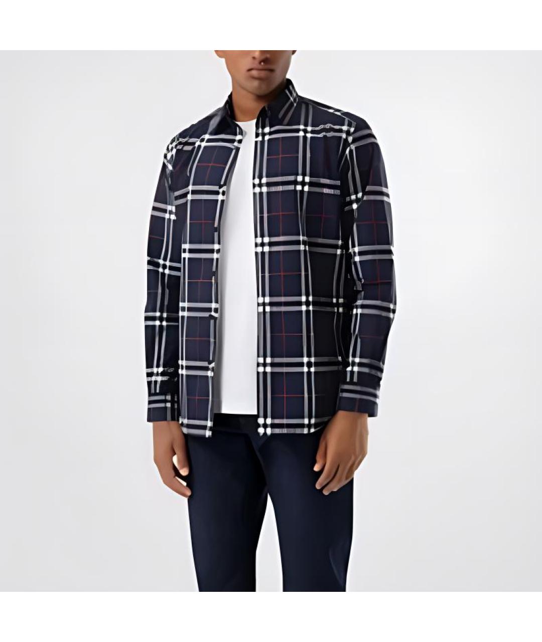 BURBERRY Синяя хлопковая кэжуал рубашка, фото 4