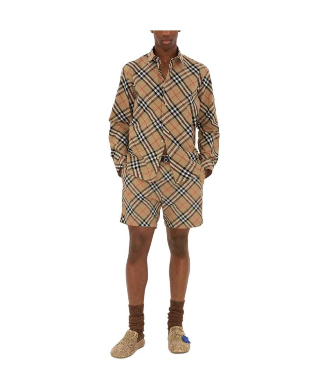 BURBERRY Бежевая хлопковая кэжуал рубашка, фото 3