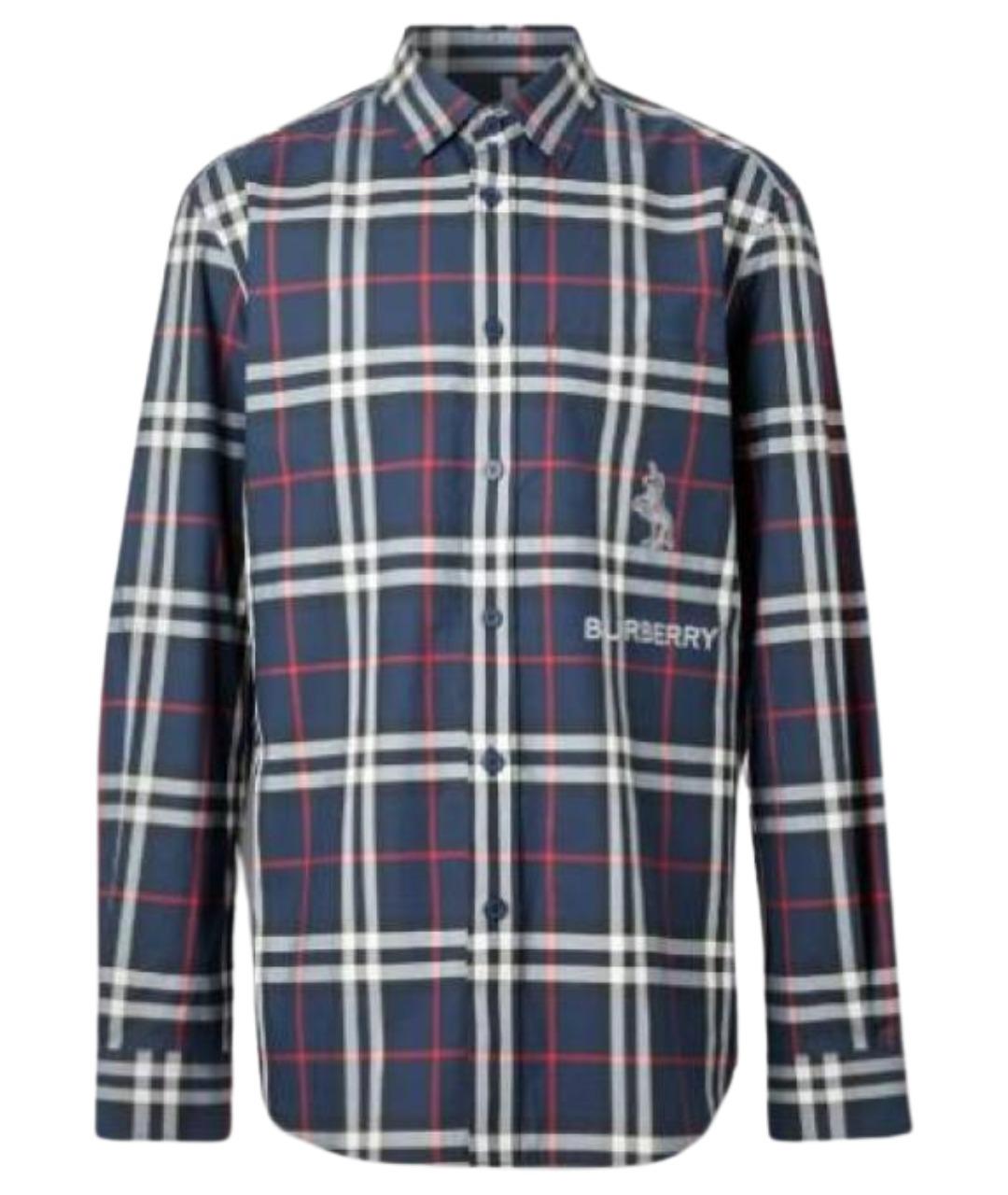 BURBERRY Темно-синяя хлопковая футболка, фото 1