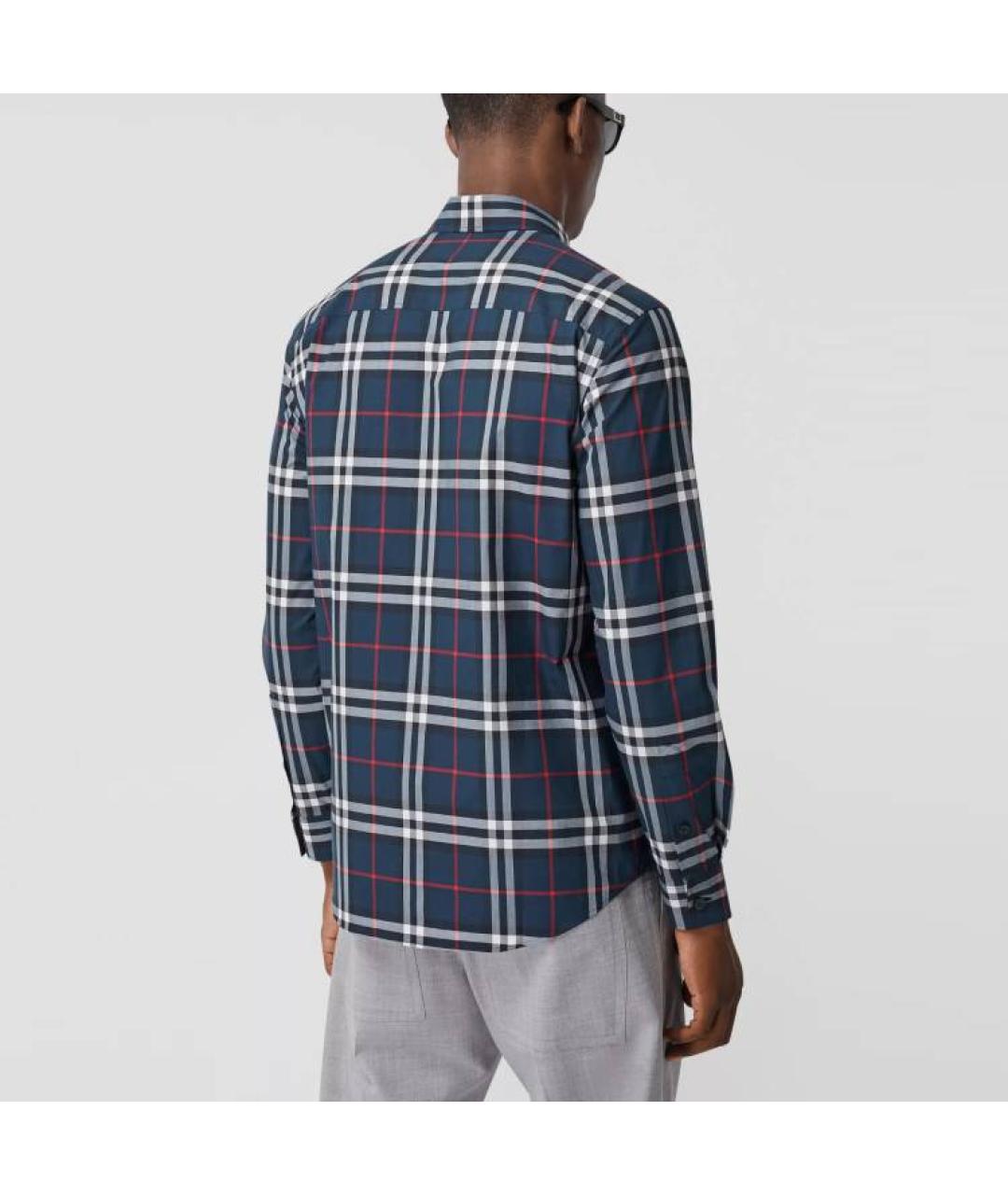 BURBERRY Темно-синяя хлопковая футболка, фото 3