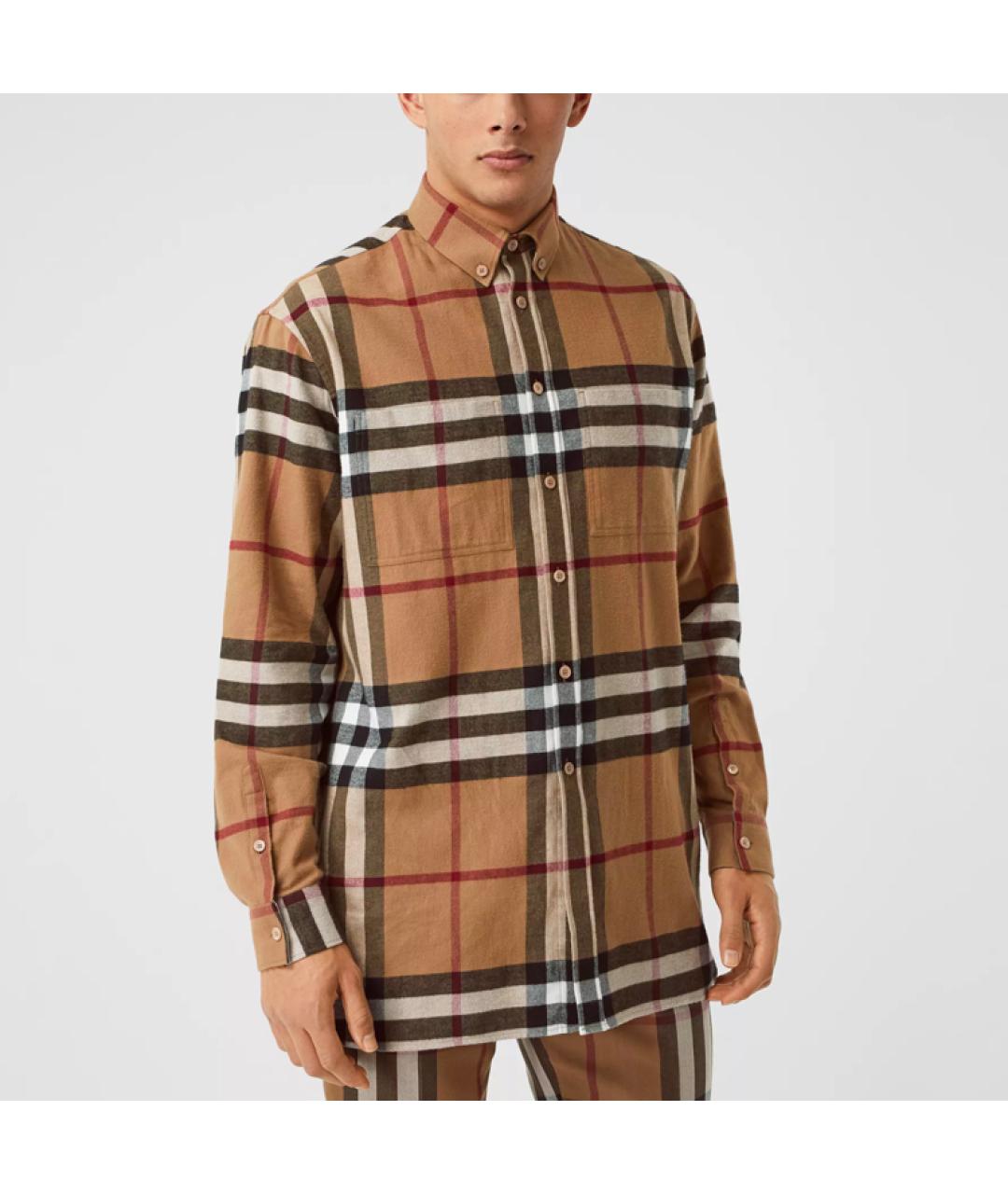 BURBERRY Коричневая хлопковая кэжуал рубашка, фото 3