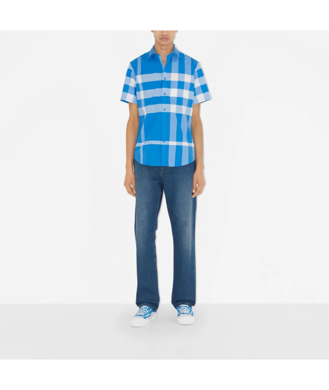 BURBERRY Синяя хлопковая кэжуал рубашка, фото 5