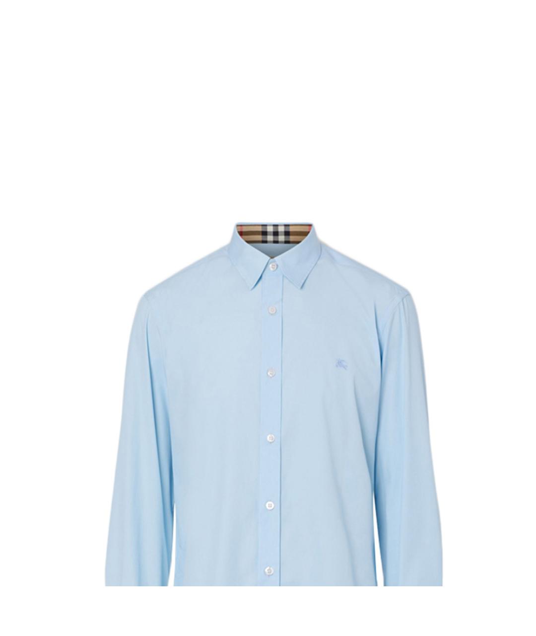BURBERRY Голубая хлопковая кэжуал рубашка, фото 5