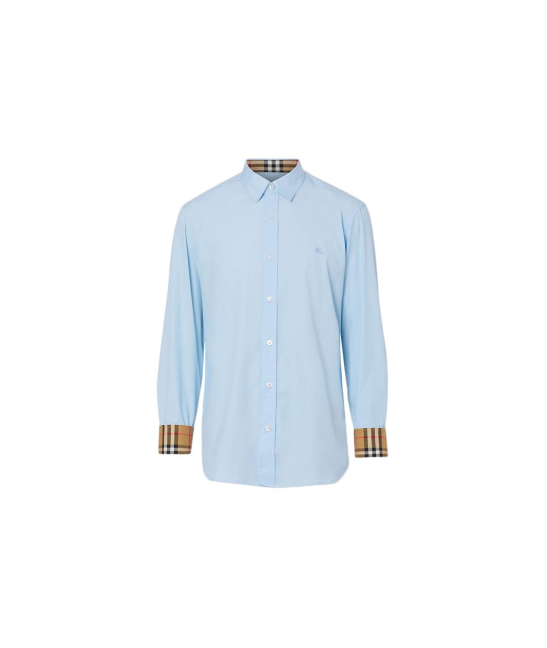 BURBERRY Голубая хлопковая кэжуал рубашка, фото 6