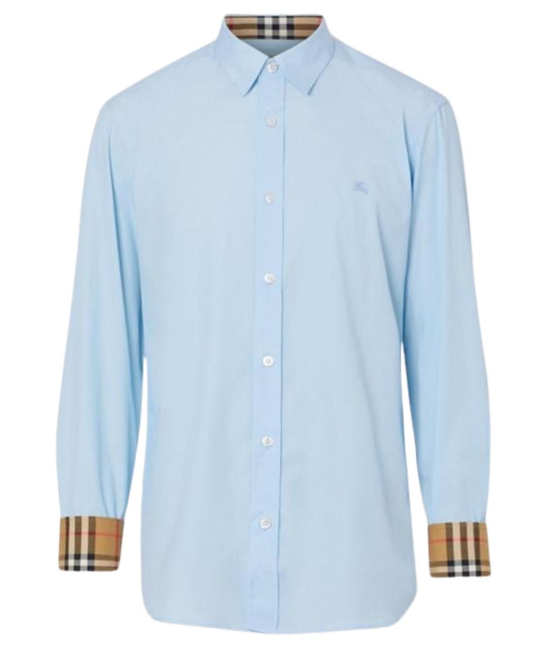 BURBERRY Голубая хлопковая кэжуал рубашка, фото 1