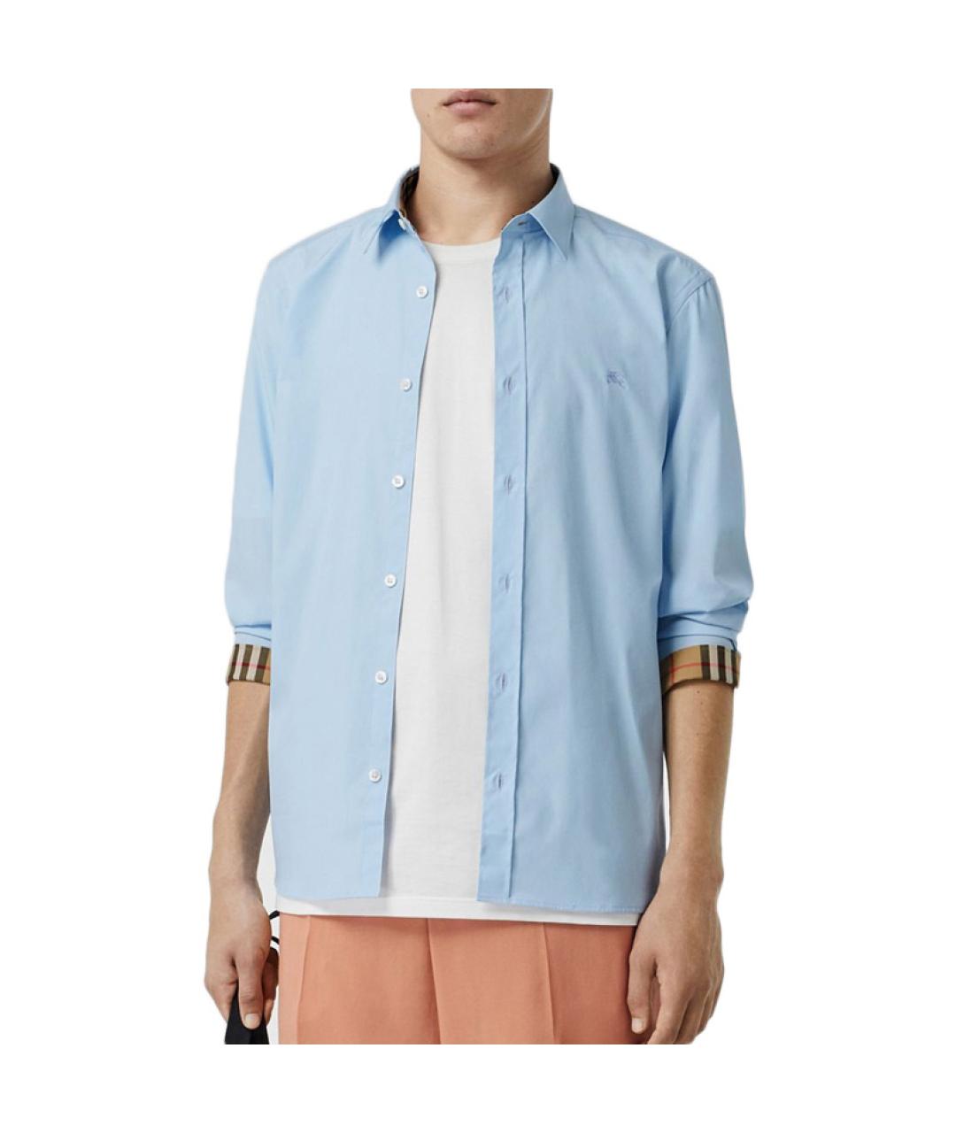 BURBERRY Голубая хлопковая кэжуал рубашка, фото 3