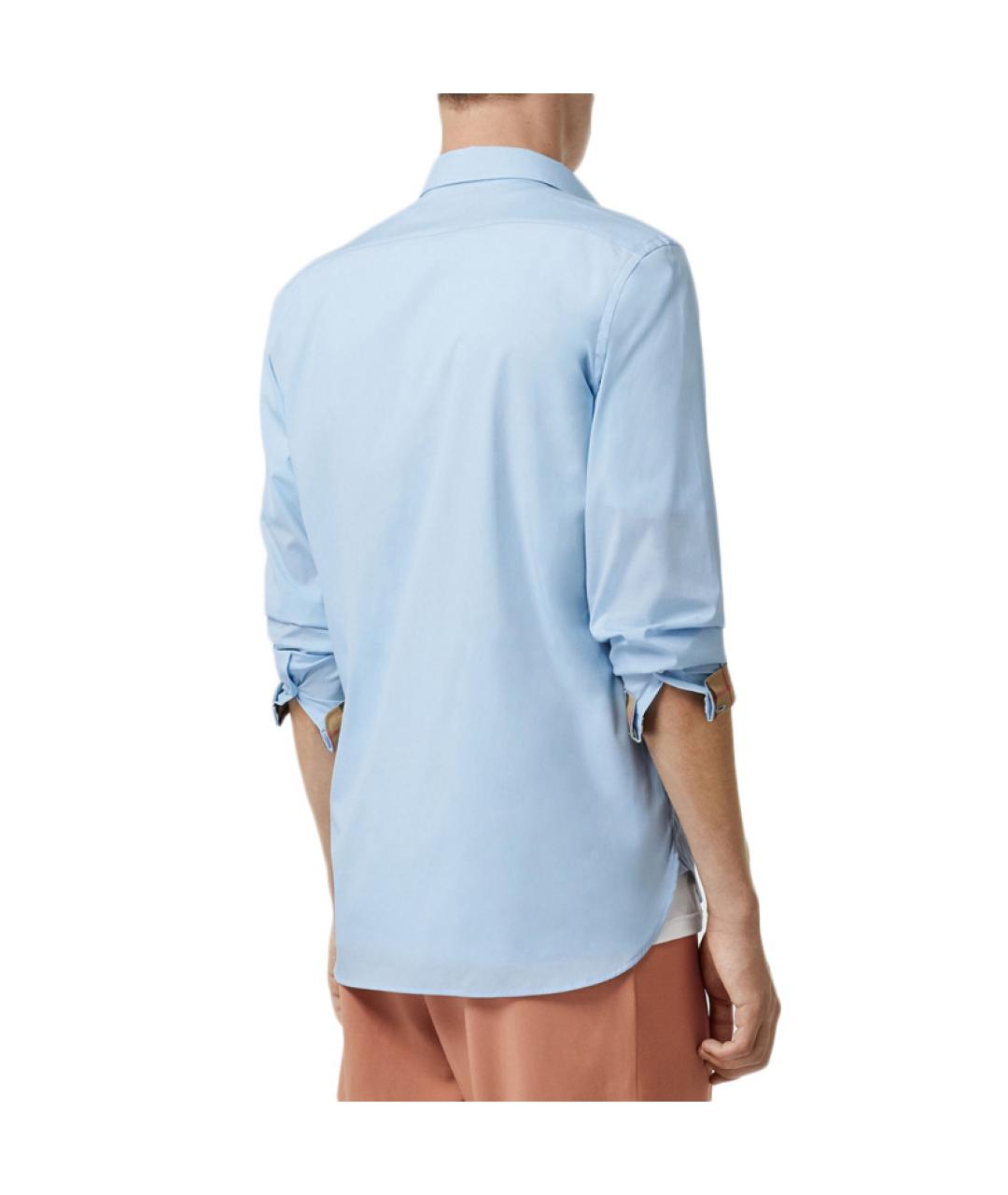 BURBERRY Голубая хлопковая кэжуал рубашка, фото 4