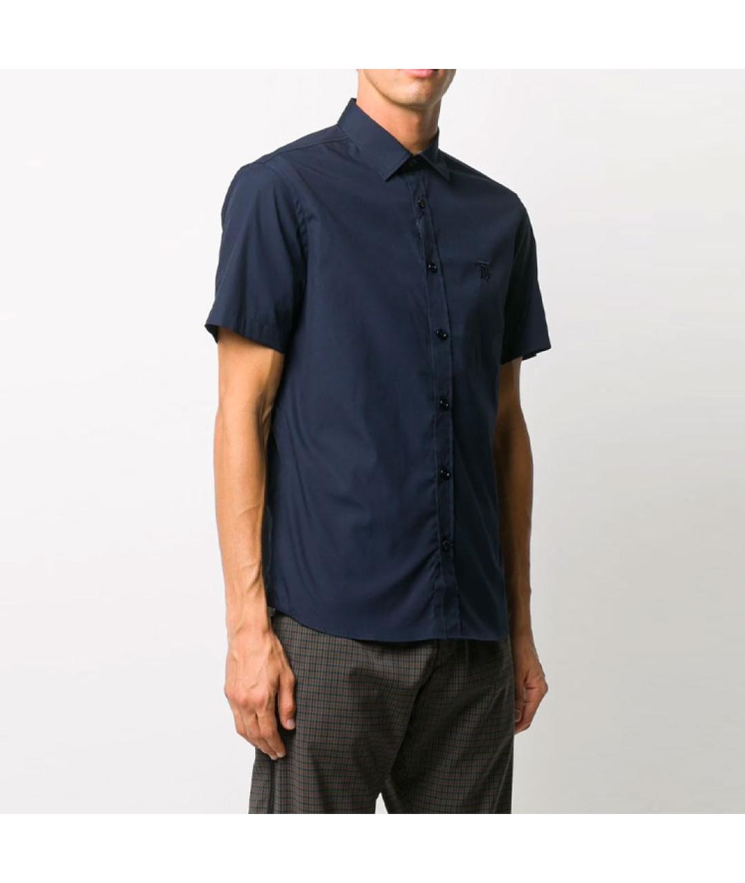 BURBERRY Темно-синяя хлопковая кэжуал рубашка, фото 4