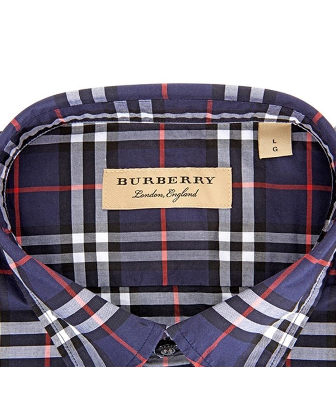 BURBERRY Темно-синяя хлопковая классическая рубашка, фото 5